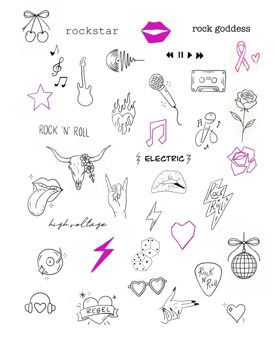 ⚡️ GET INKED. GET LINKED. ROCK ON. ⚡️

Our friends at Inked N Linked are bringing an exclusive Women Who Rock&trade; Tattoo Flash Sheet to the 9th Annual Women Who Rock Benefit Concert! 🖤

Choose your favorite design and make the night permanent wit