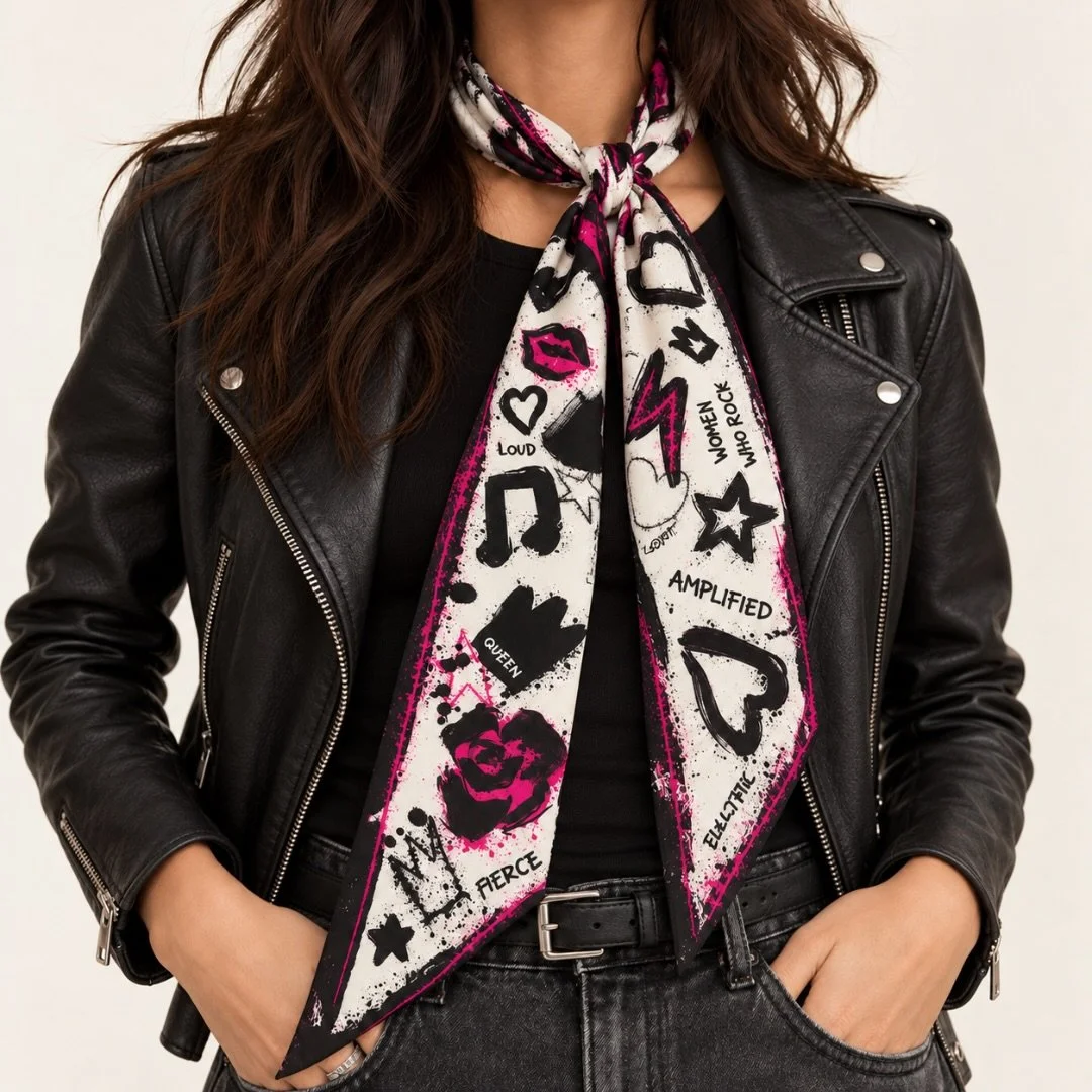 NEW DROP ⚡️ Meet the WWR Icon Scarf.

Fierce. Queen. Loud. Amplified. Electric. Women Who Rock.

A little luxury. A lot of rock and roll. Every word and custom icon carries meaning, from power and rebellion to voice, expression, beauty, and resilienc