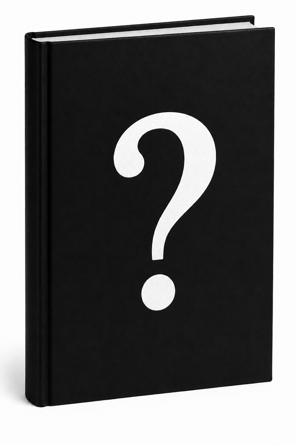 a black book with a question mark