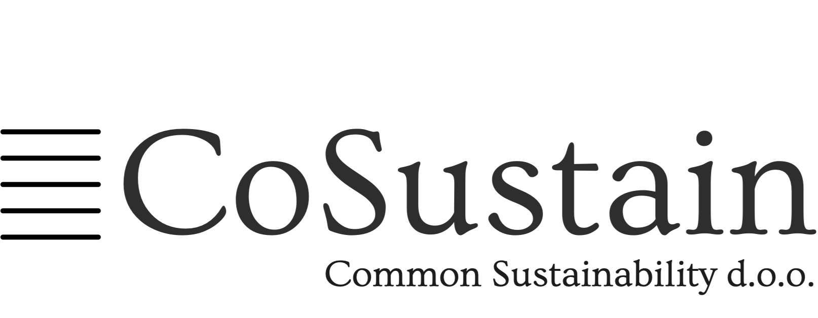 Logo for CoSustain, a sustainability organization, featuring the company name and the tagline 'Common Sustainability d.o.o.'