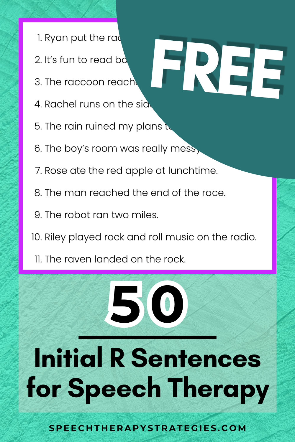 50 Initial R Sentences for Speech Therapy