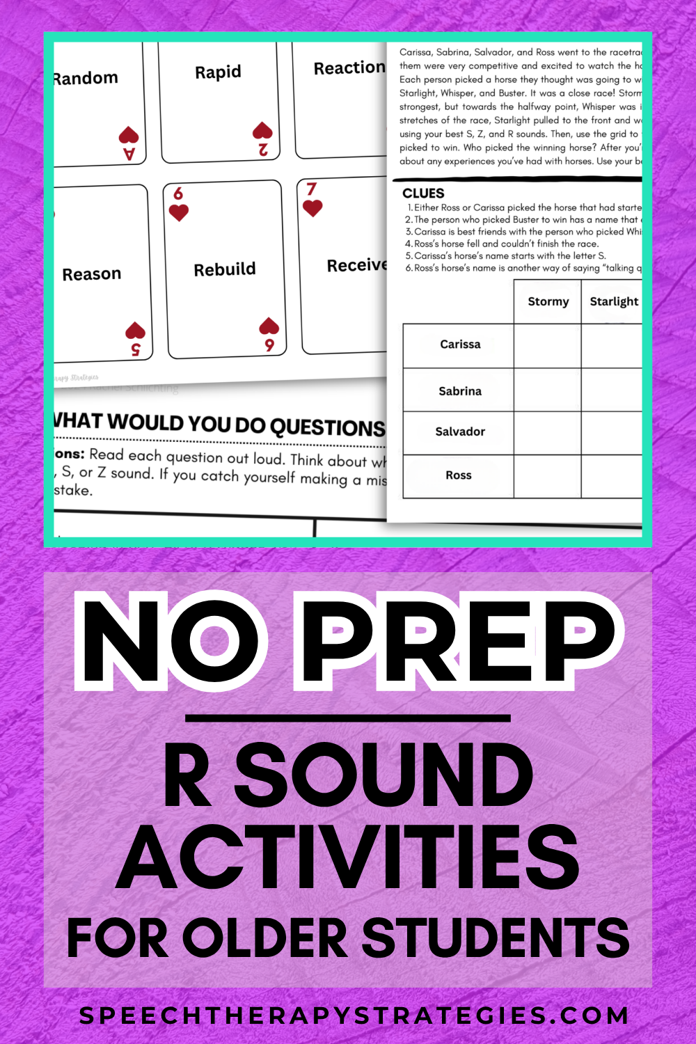 5 No Prep R Sound Activities for Older Students