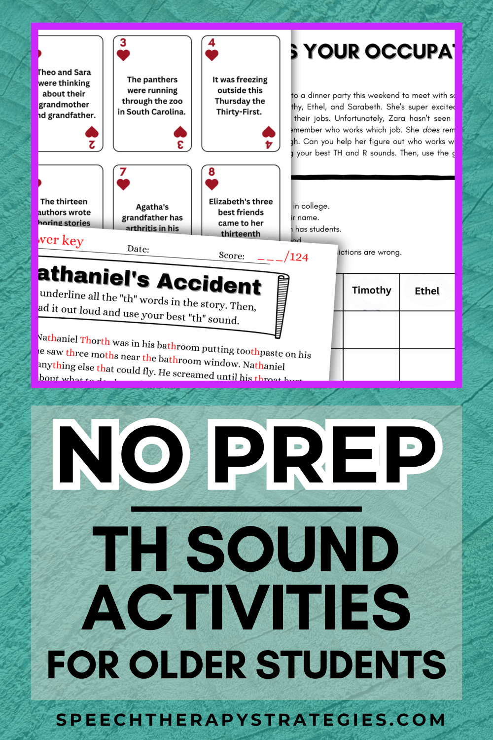 5 No Prep TH Sound Activities for Older Students 