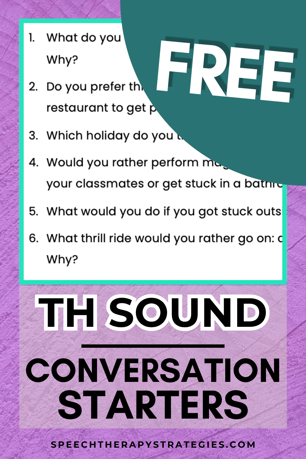 TH Sound Conversation Starters
