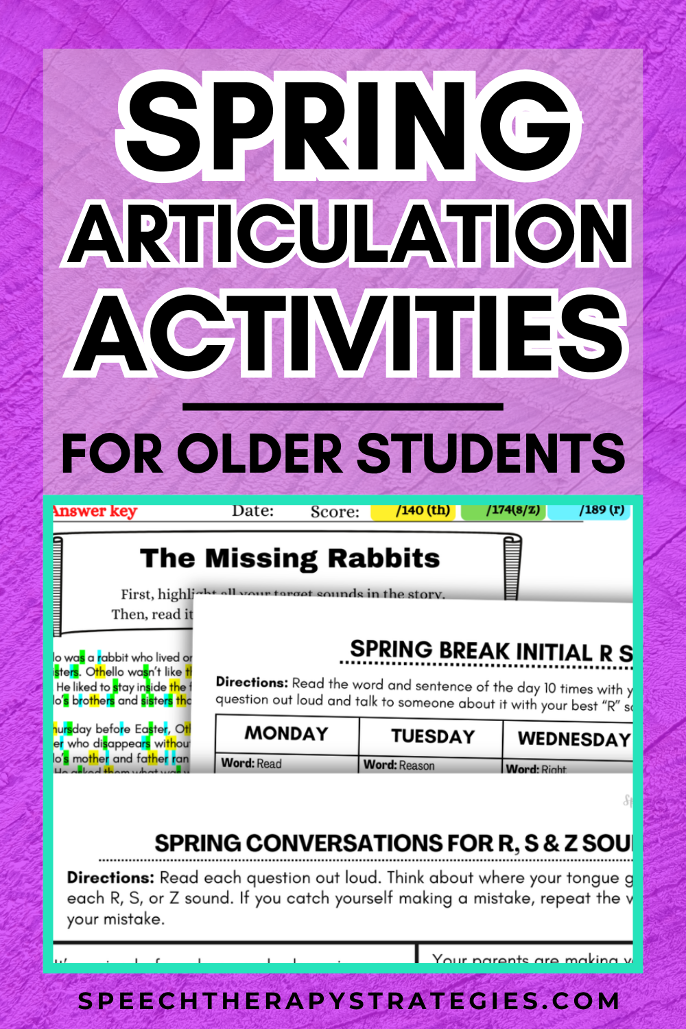 Easy Spring Articulation Activities for Older Students