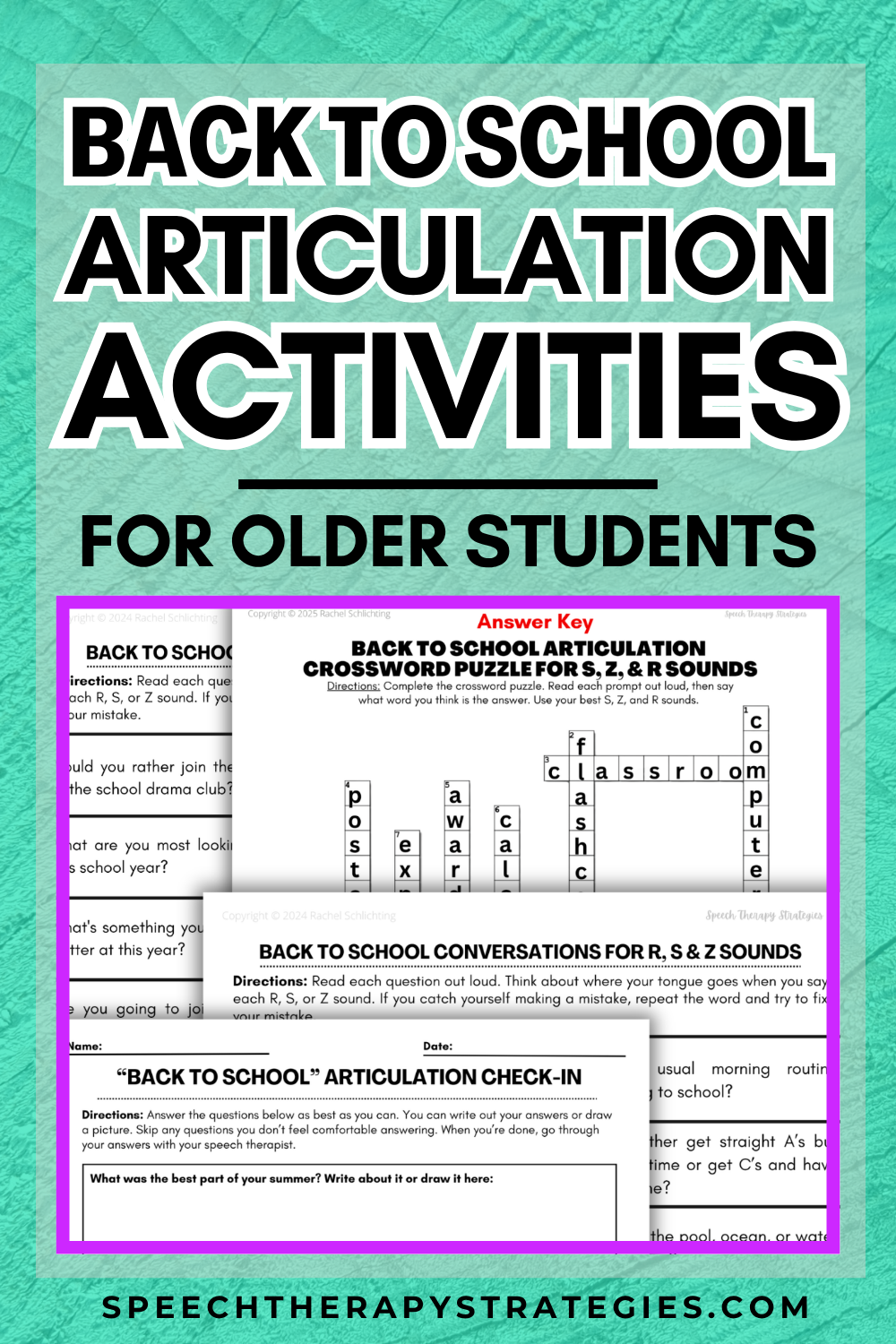 No Prep Back-to-School Articulation Activities for Older Students 