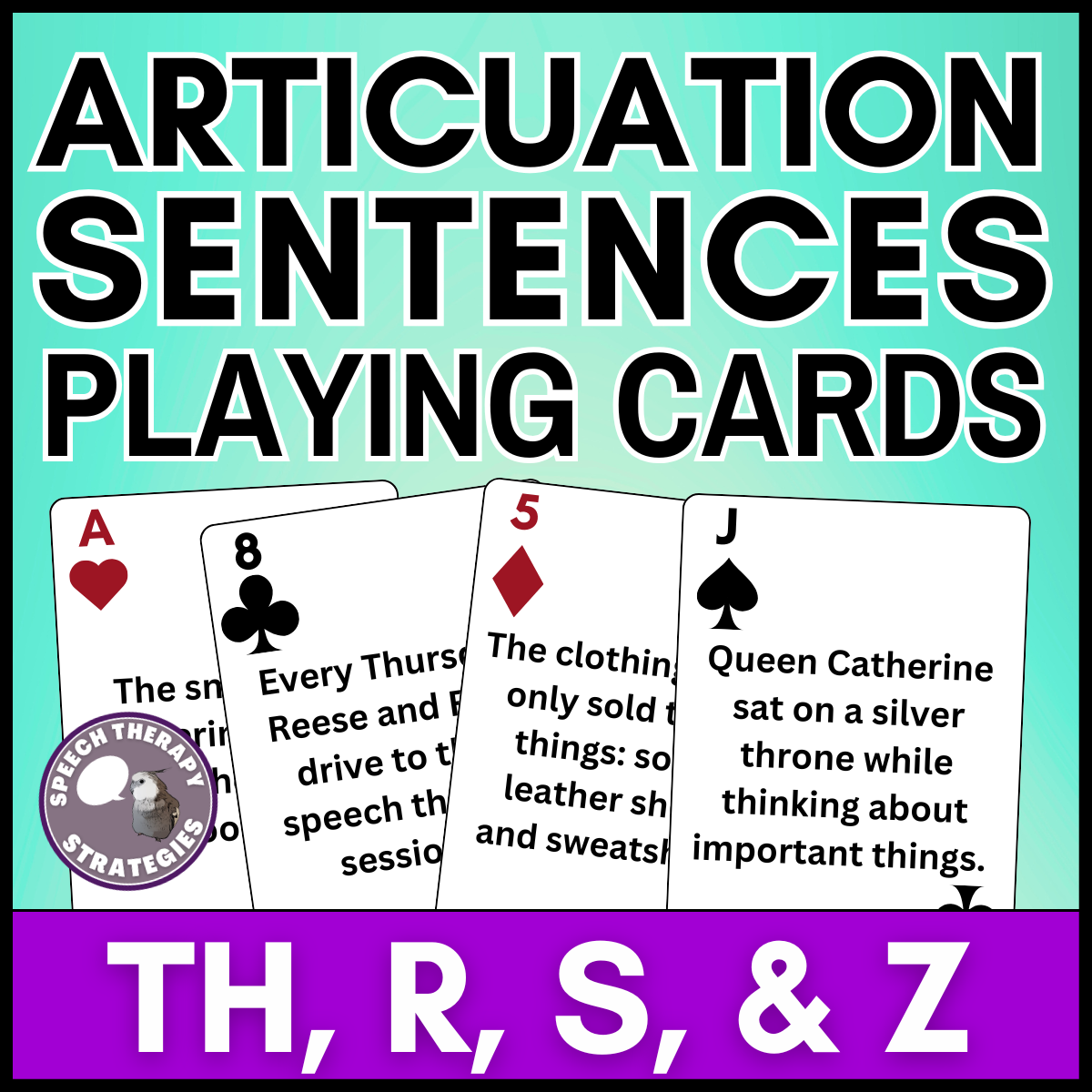 Articulation Sentences Cards Game for TH, R, S, & Z Sounds