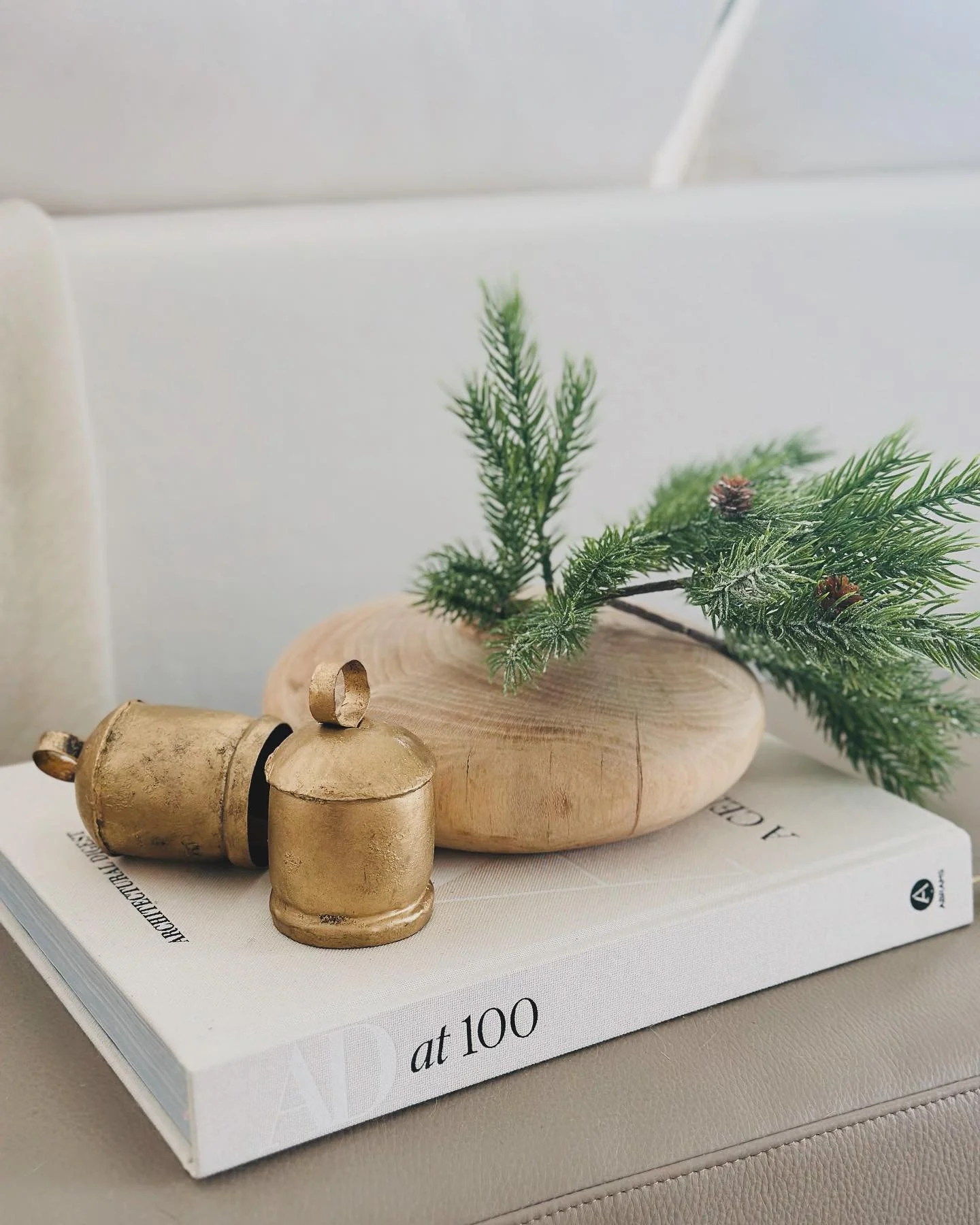 Small greenery touches throughout your home make the holidays feel extra cozy.  It doesn&rsquo;t have to be red and full of sparkle. This feels more intentional, calming to the soul and timeless. #christmas #nordicchristmas #nordichome #nordicstyle #