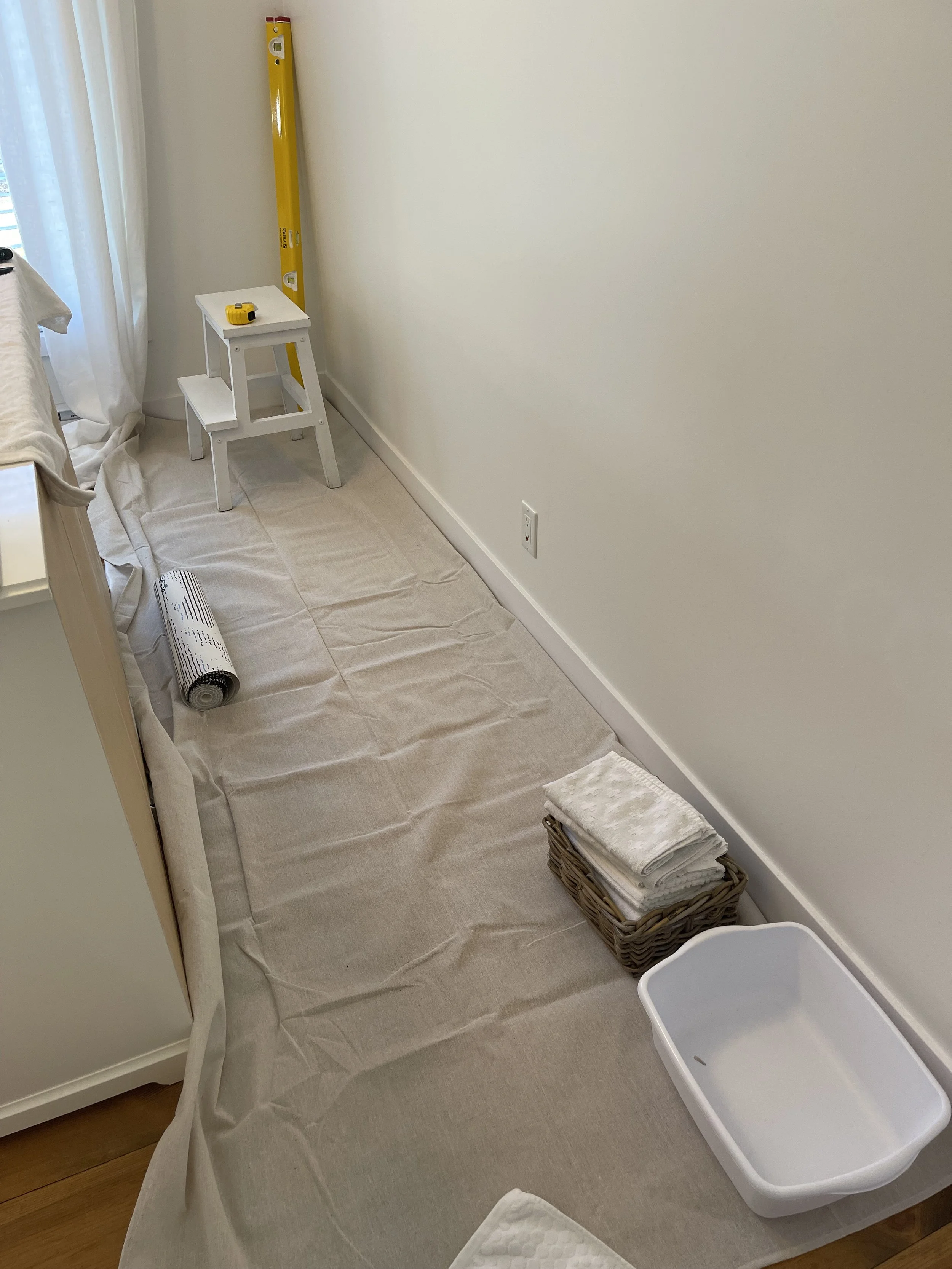 PREPARATION | Drop cloth, water buckets and plenty of towels