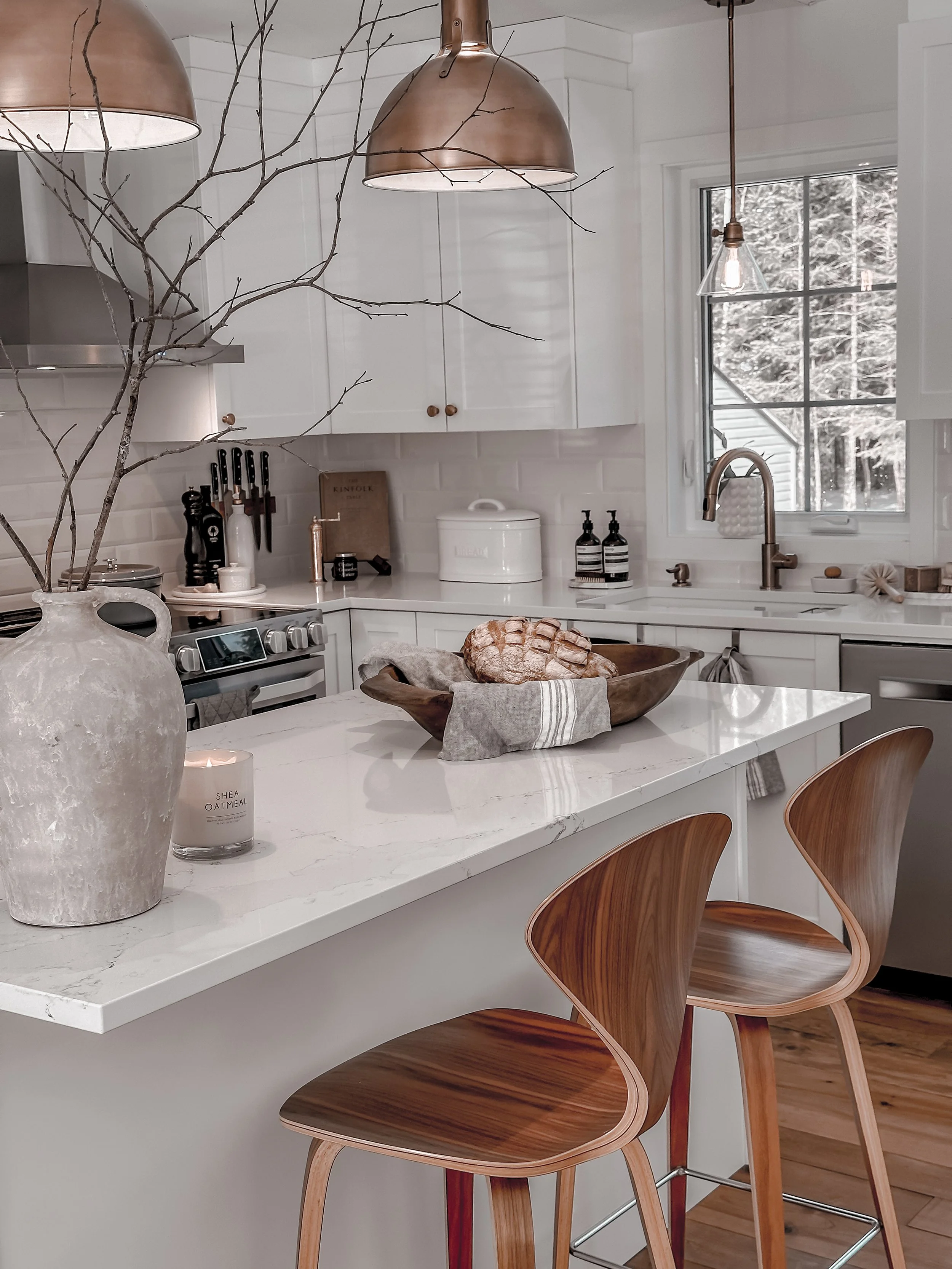 AFTER | New bar stools - Norman Cherner walnut stools