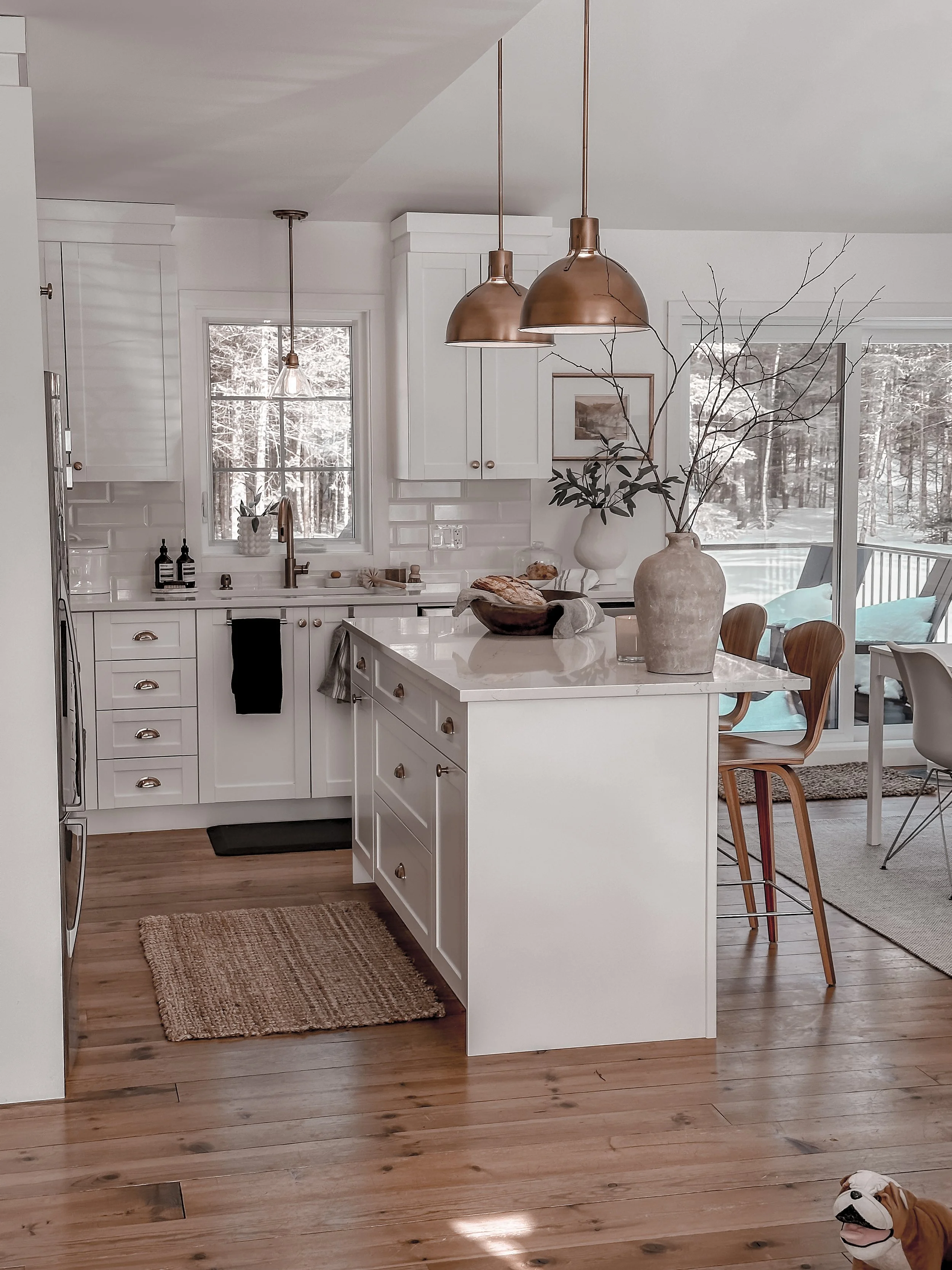 AFTER | View from entrance.  Large open concept & cathedral ceilings.