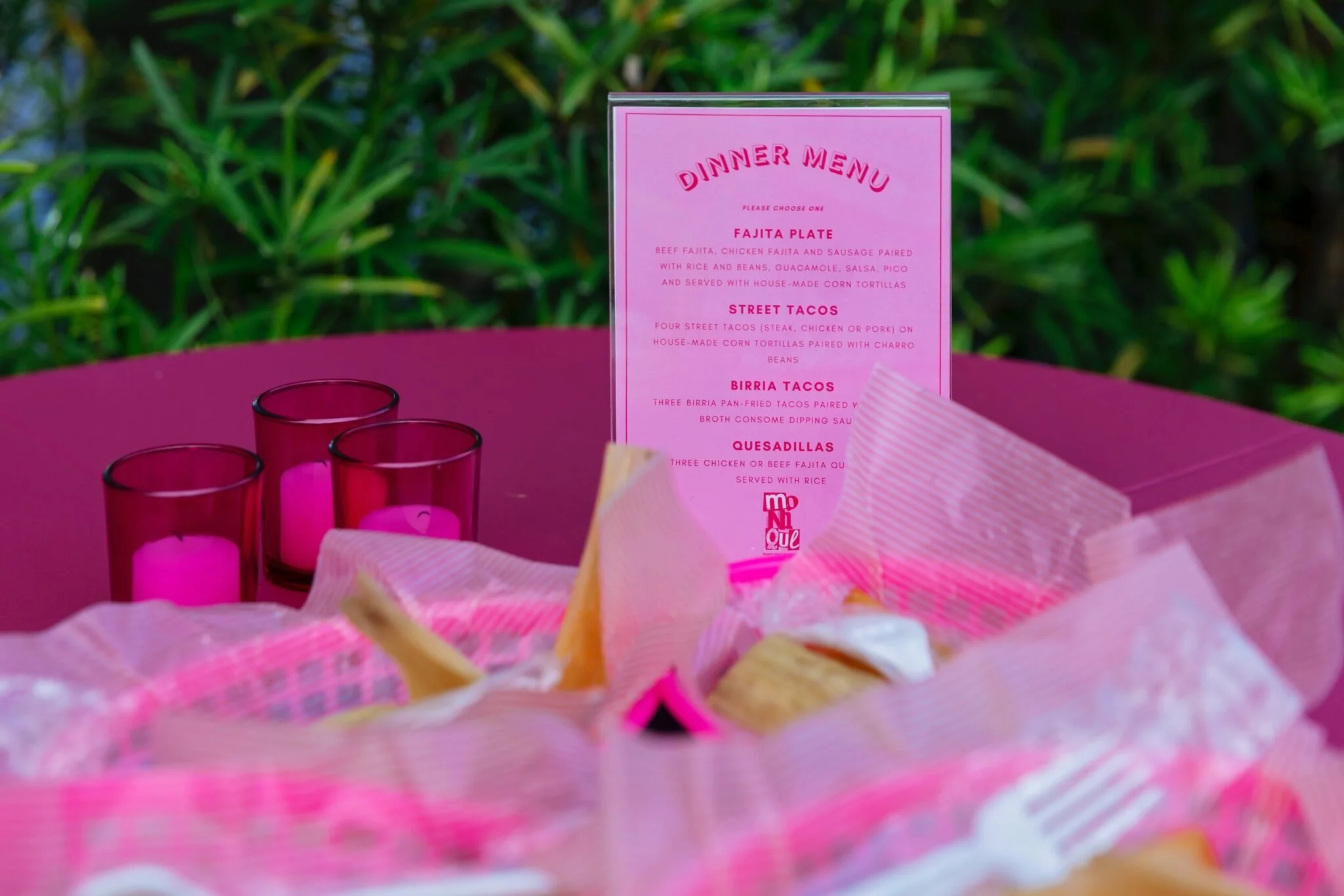 Monique's 80’s Themed Remission Celebration Dinner Menu