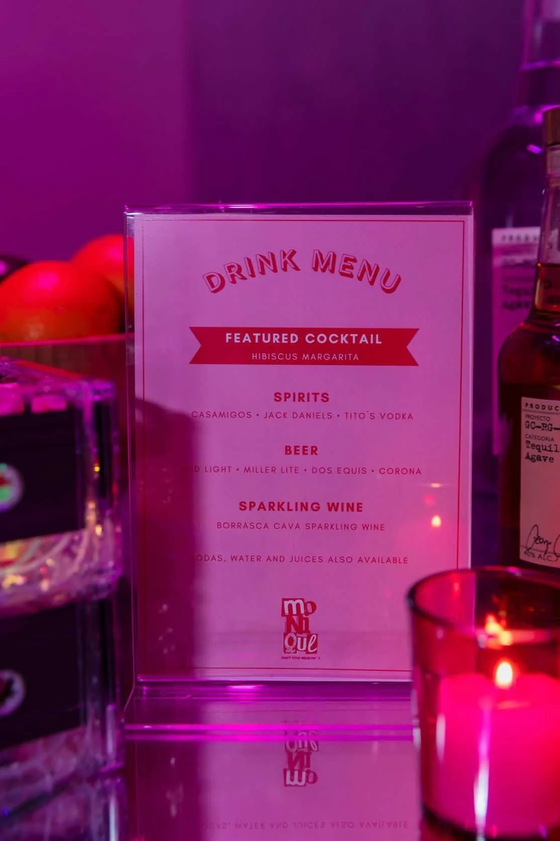 Monique's 80’s Themed Remission Celebration Cocktail Menu