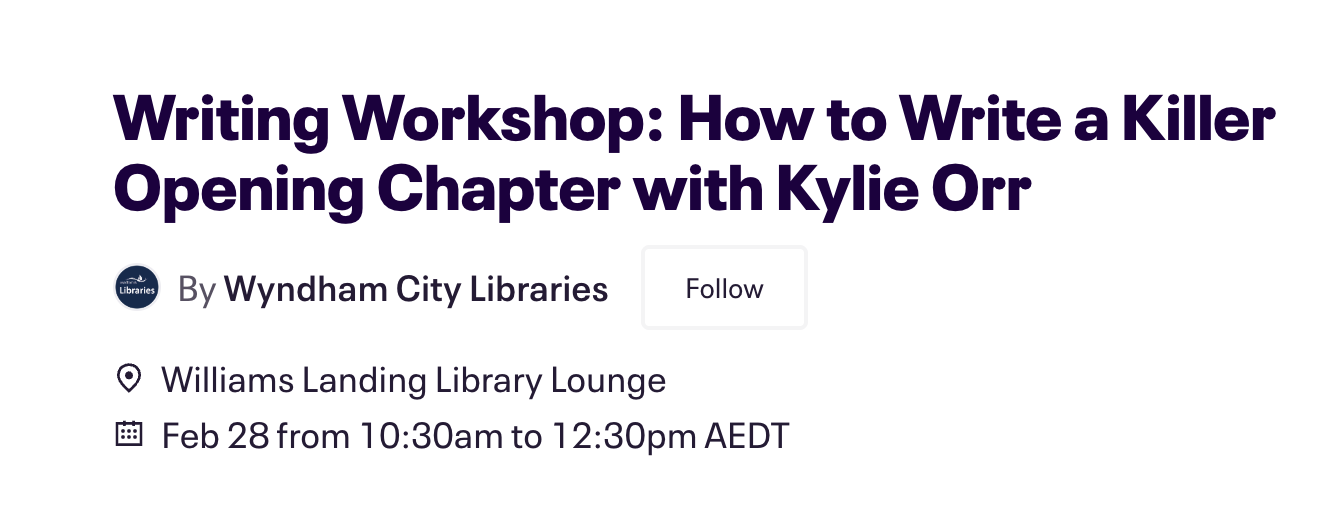Workshop: Write a Killer Opening Chapter 