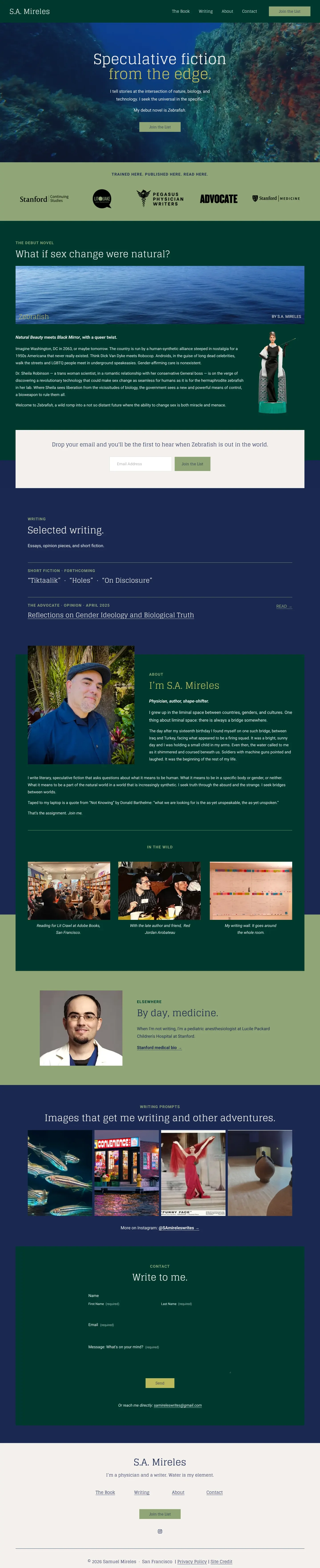 Full S.A. Mireles homepage, scrollable
