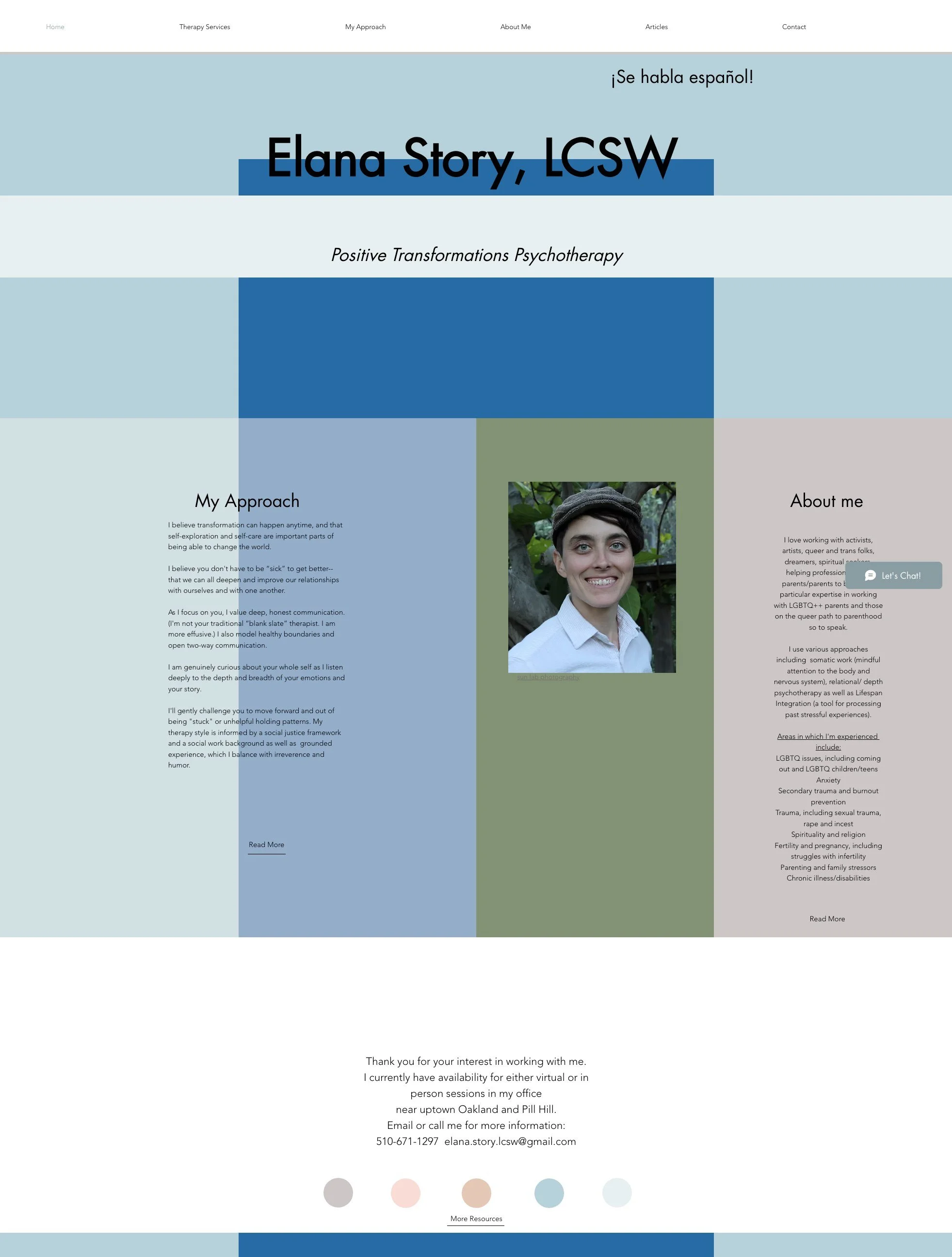 Elana Story's old Wix homepage before the redesign