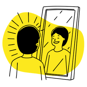 Illustration of a woman looking at herself in the mirror