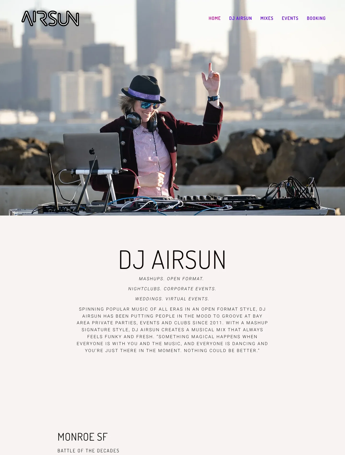 Ersson's earlier DJ Airsun website before the new Airsun Productions site