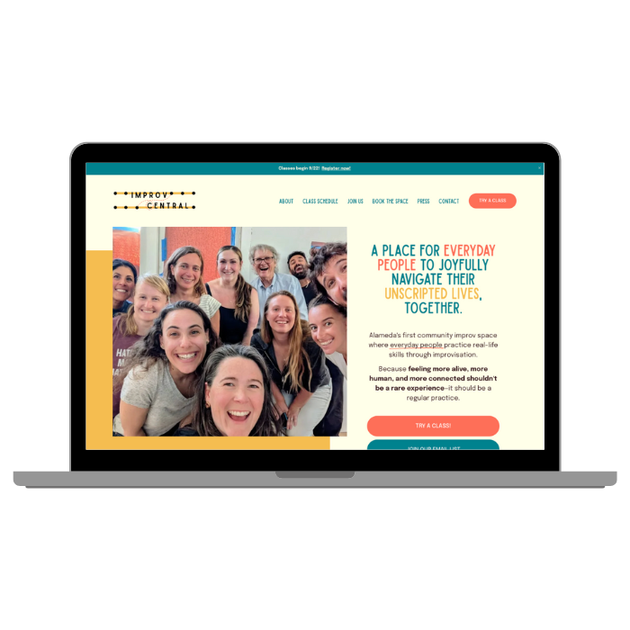 Improv Central website designed and built by WeGo!