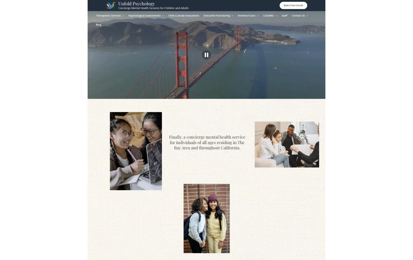 Unfold Psychology's old homepage before the redesign