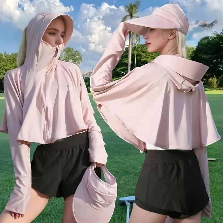 two piece mesh suit + sun hat outdoor summer women's loose - Temu Serbia.jpeg