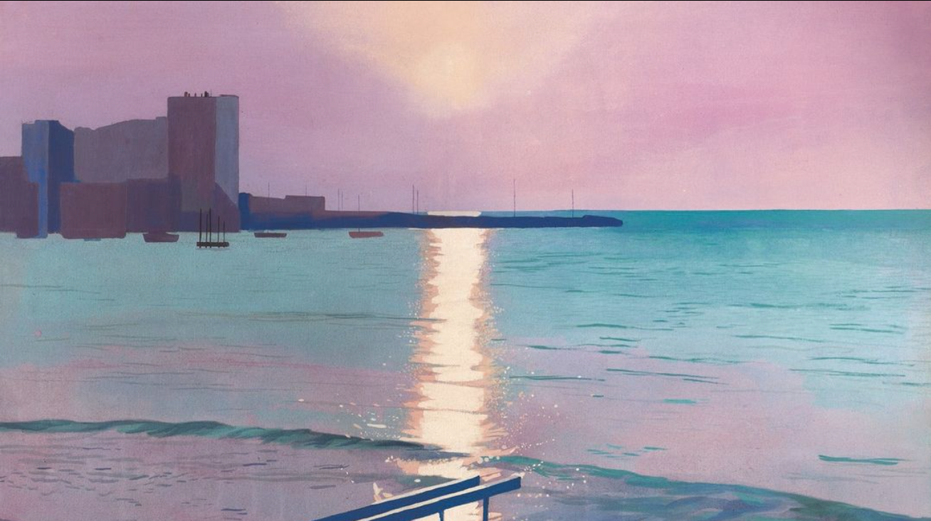 David Hockney painting of a harbor sunset - Art Asset Management Group Appraisal Valuation Expert Beverly Hills Los Angeles