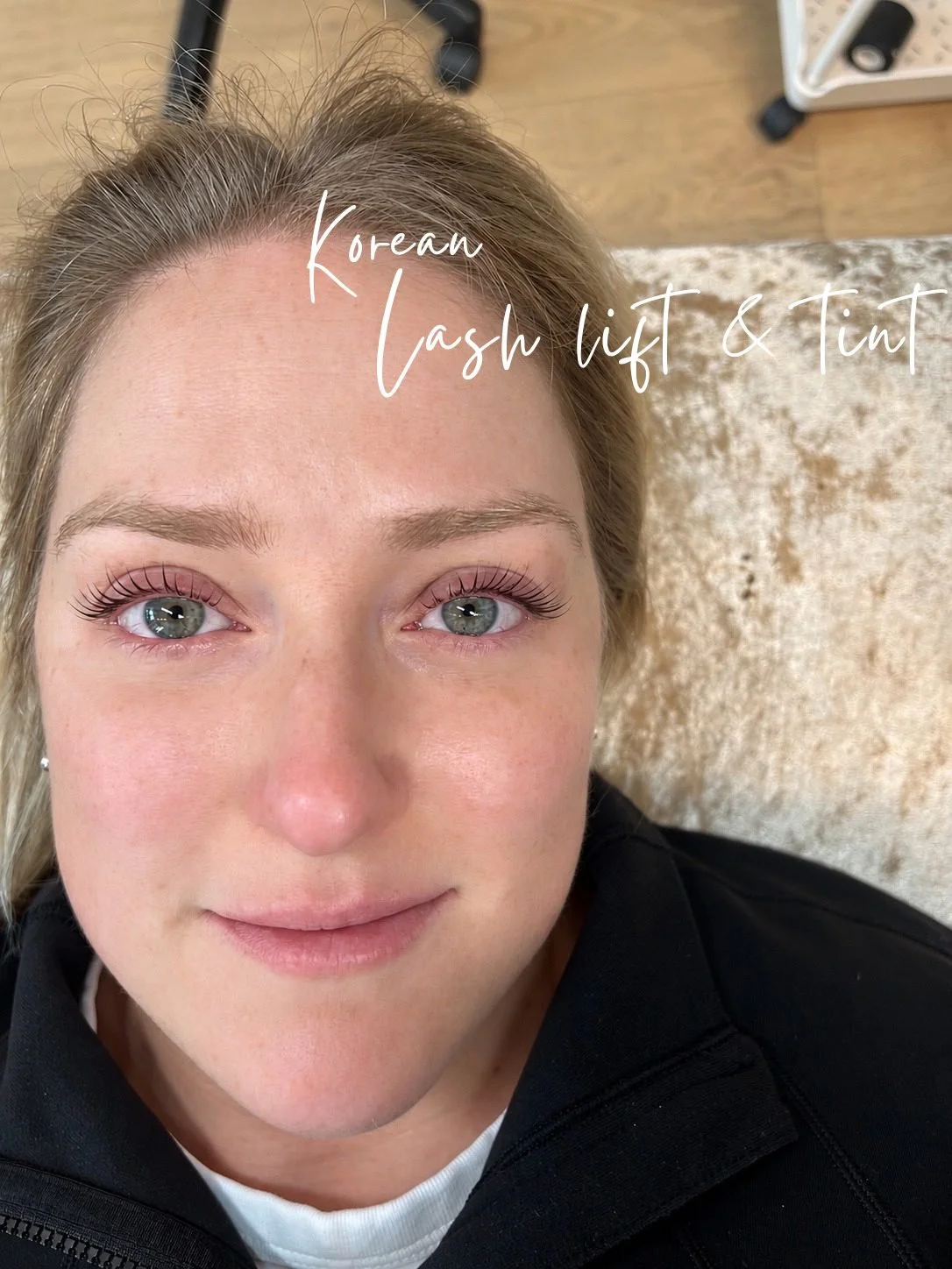 Korean keratin lash lift and tint, natural lash curl, Loesy Beauty Kitsilano