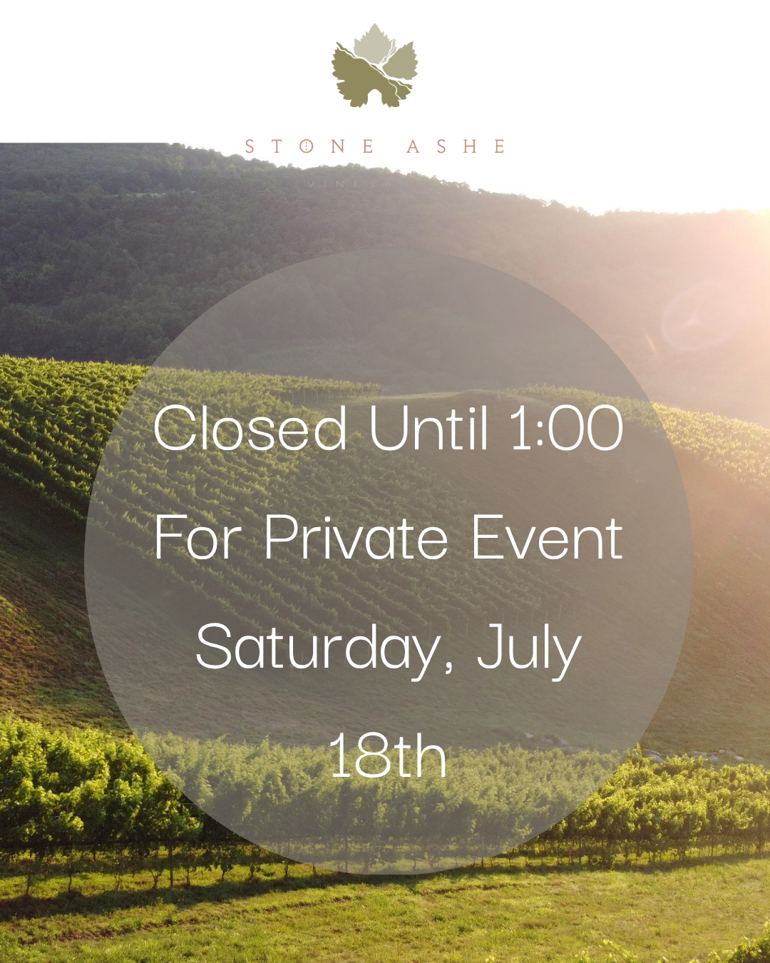 Closed until 1:00 for Private Event