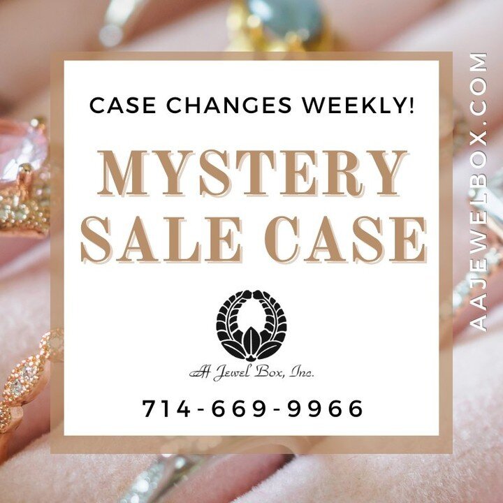 Our Weekly Mystery Case Sale has begun! Each week, we move the sale to a new case. ⁠
⁠
Stop in to see what the mystery case is this week! ⁠
⁠
⁠
➡️ aajewelbox.com⁠
⁠
#newportbeach #tustin #orangecounty #huntingtonbeach #costamesa #californiastyle #ora