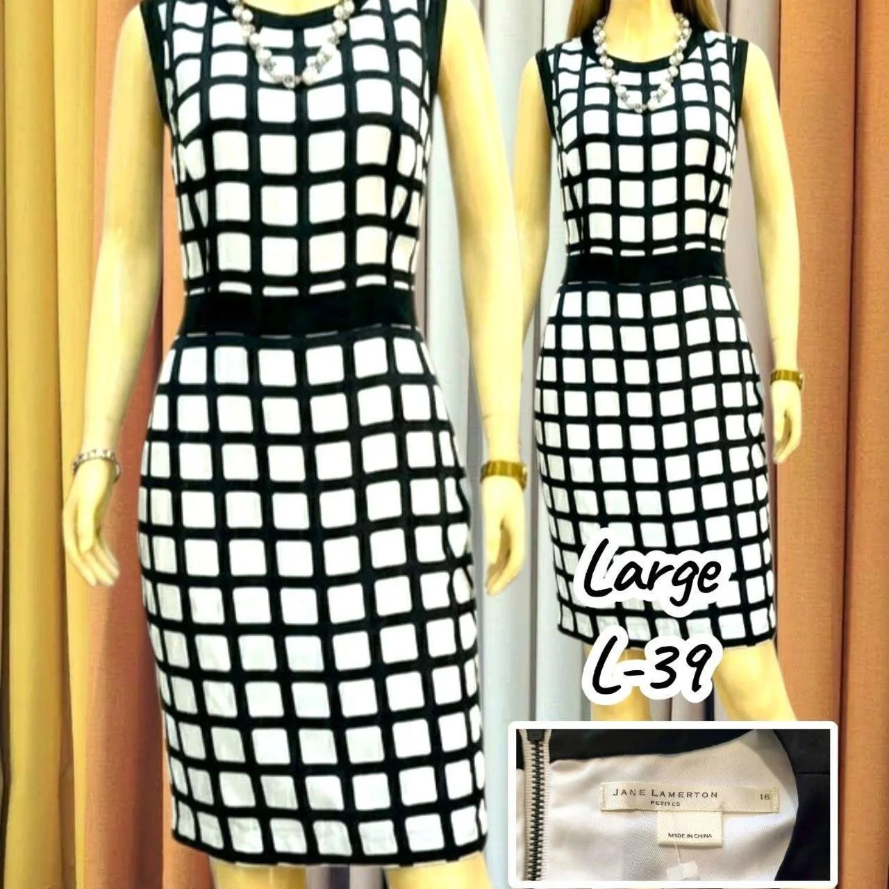 🖤🤍 Jane Lamerton Monochrome Check Dress | Size 16 | Classic & Chic 🤍🖤