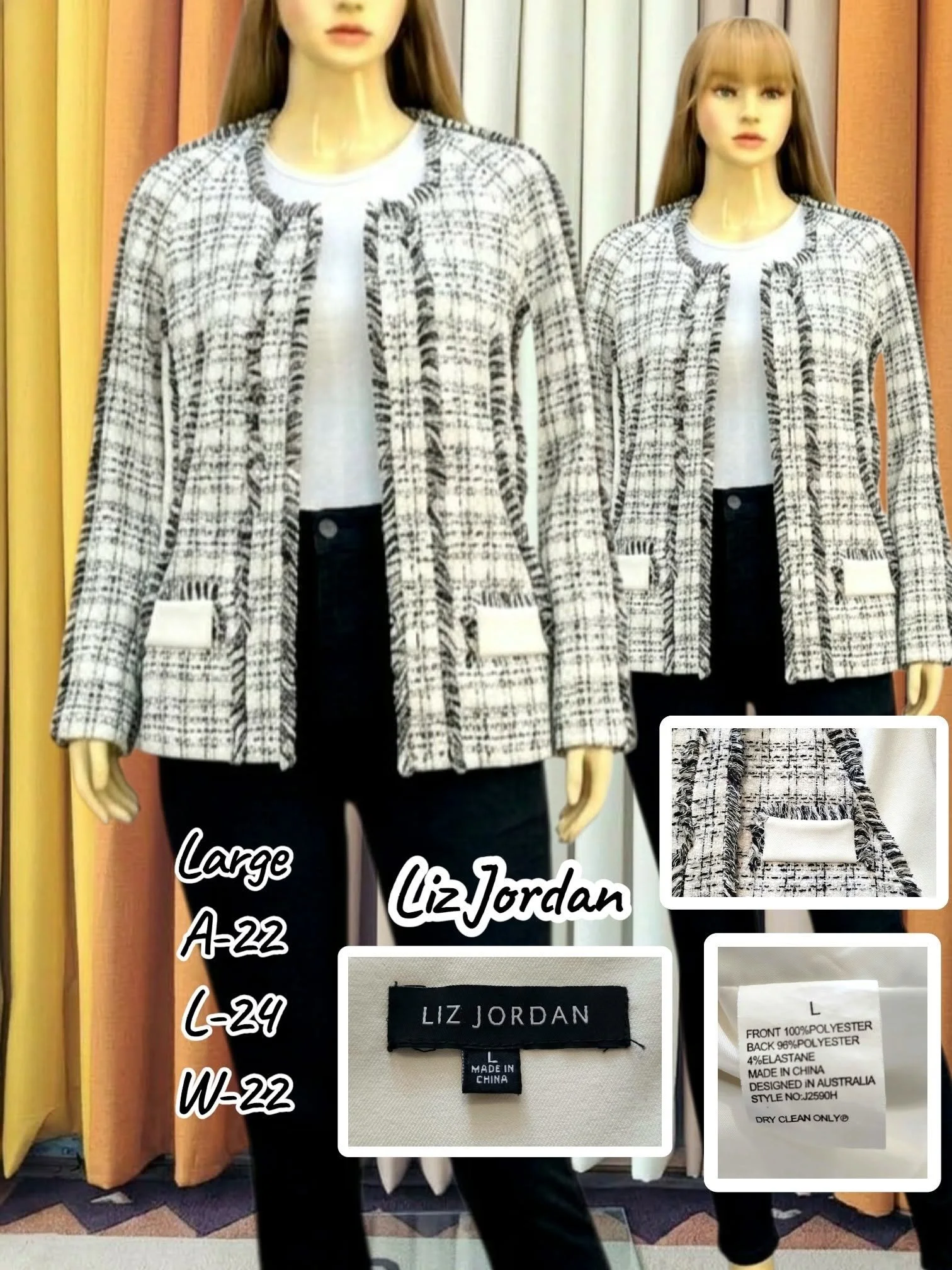 🖤🤍 Liz Jordan Black & White Bouclé Knit Cardigan Jacket 🖤🤍