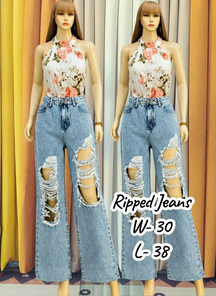 💙Light Wash Distressed Wide Leg Jeans 🔥✨