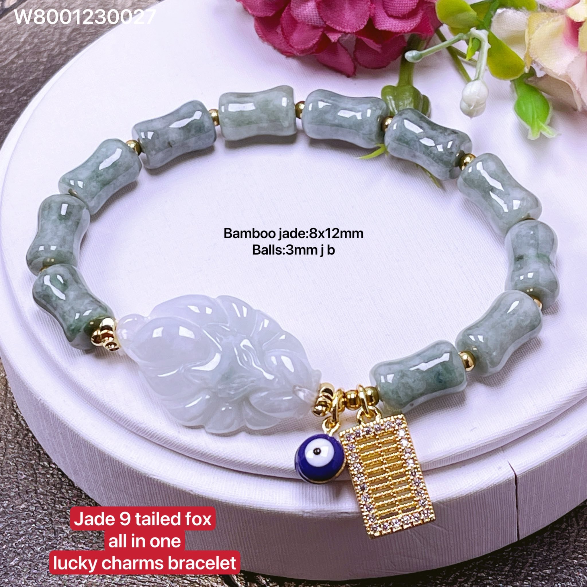 Jade 9-Tailed Fox Lucky Charms Bracelet