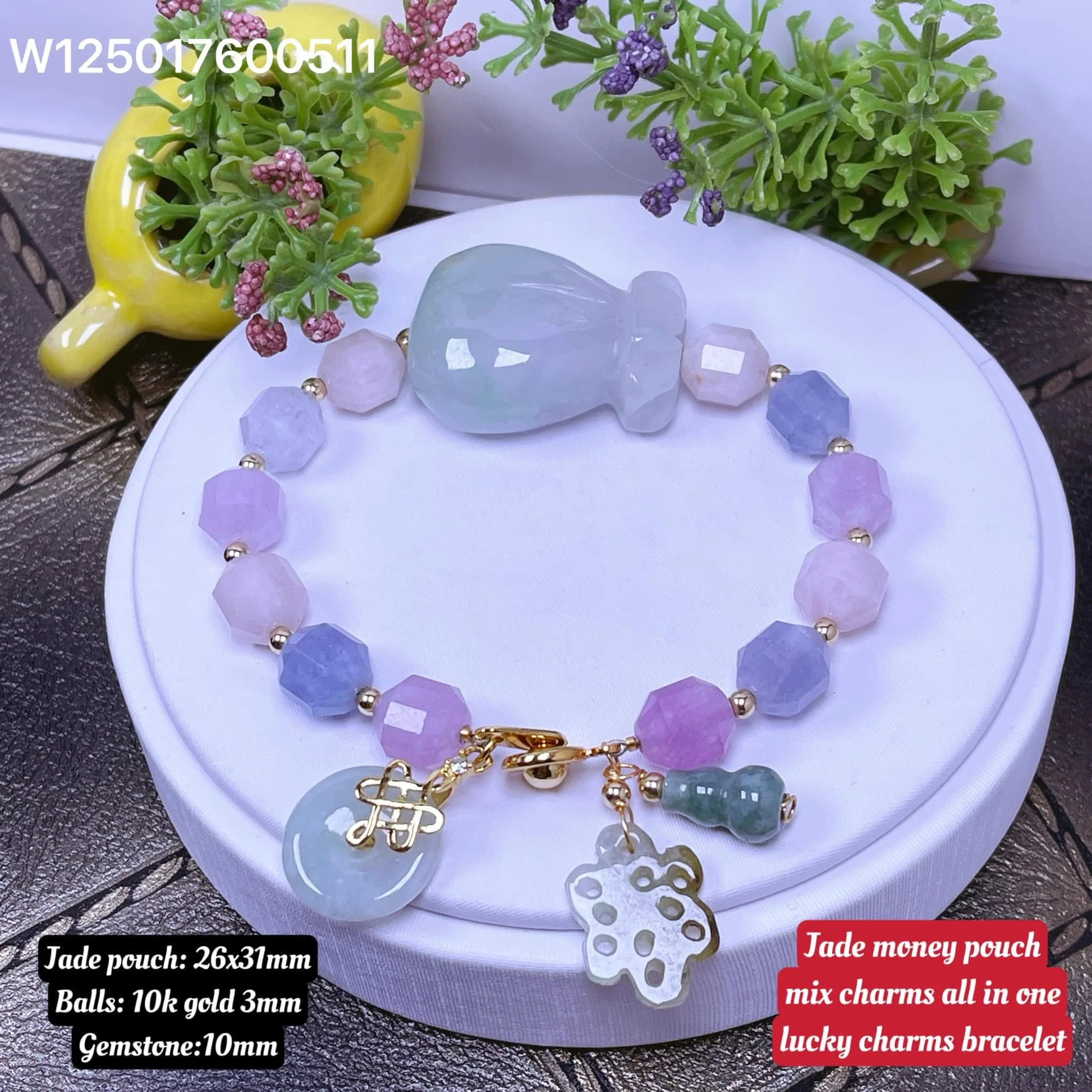 Jade Money Pouch Charm Bracelet
