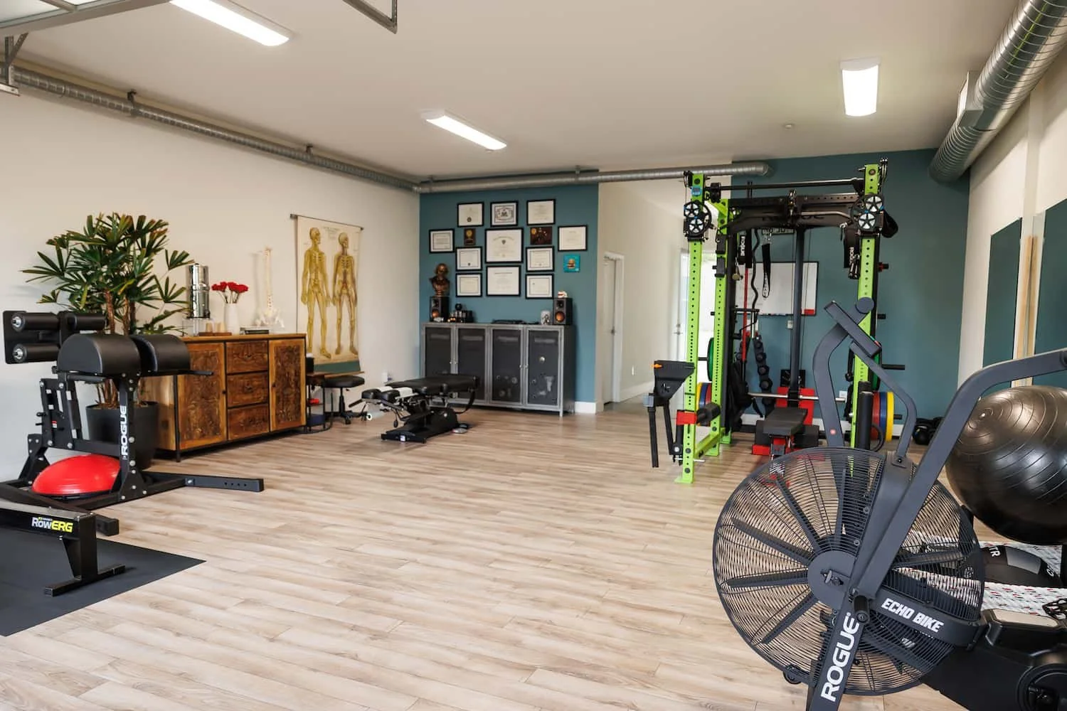 Private one on one training gym at Structure Chiropractic with Hyrox equipment Carlsbad CA