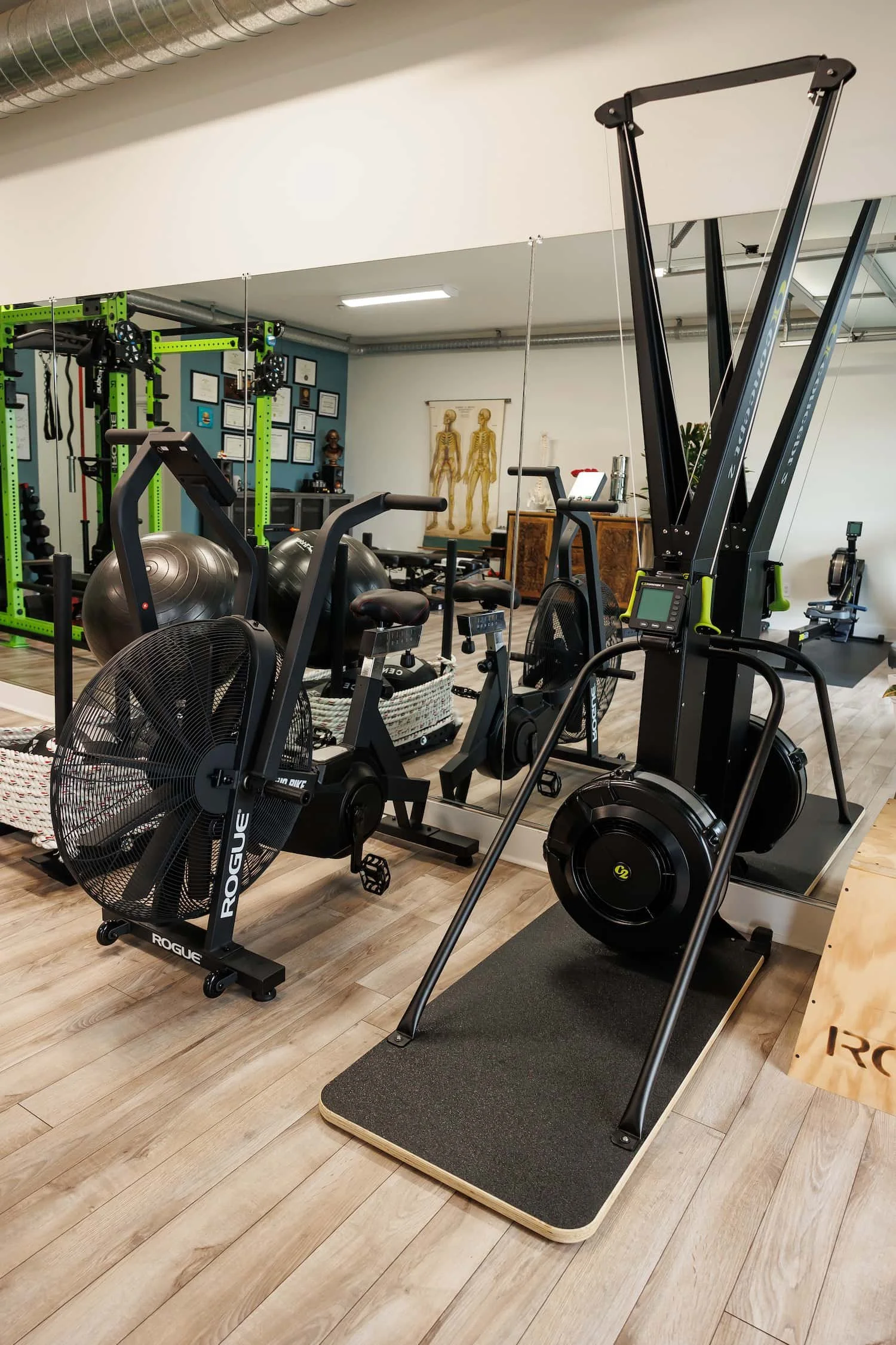 Ski-erg and Hyrox training equipment at Structure Chiropractic Carlsbad CA