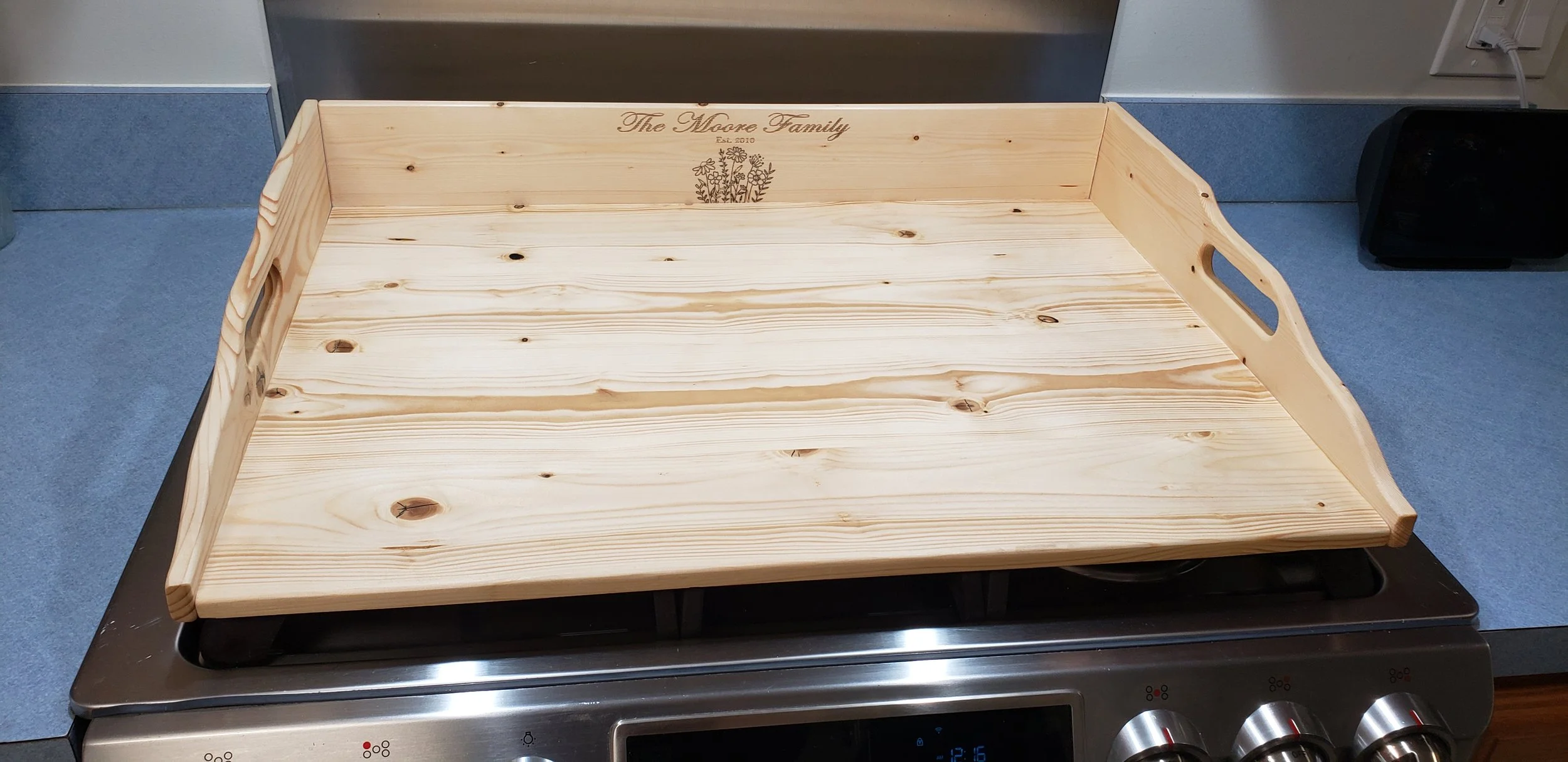 Custom Wooden Stove Top Cover: Modern Farmhouse Noodle Board