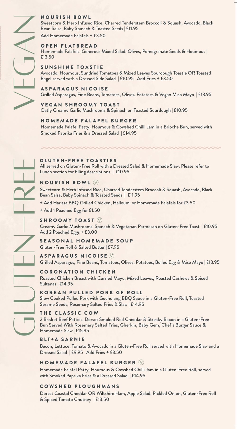 Menu — The Cowshed dorset