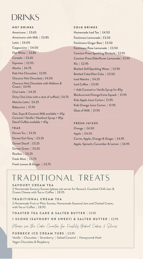Menu — The Cowshed dorset