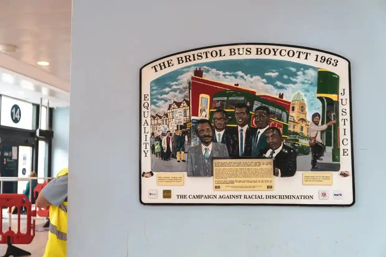  Never forget ... a plaque in Bristol bus station commemorates the boycott. Photograph: Olumedia/The Guardian 