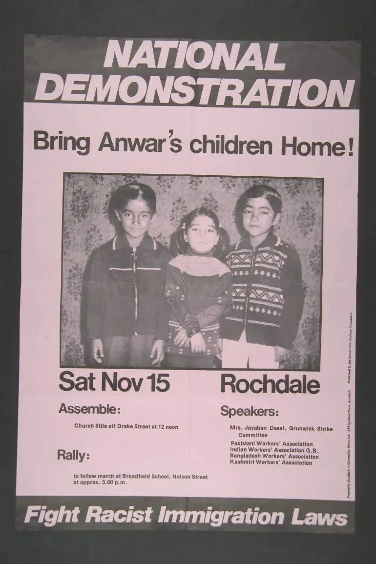  Publicity material to highlight a demonstration in support of Anwar Ditta’s campaign [Photo courtesy of Anwar Ditta] 