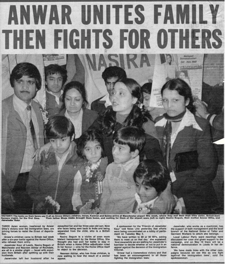  Coverage of the family’s reunion at Manchester Airport in April 1981, Rochdale Observer [Photo courtesy of Anwar Ditta] 