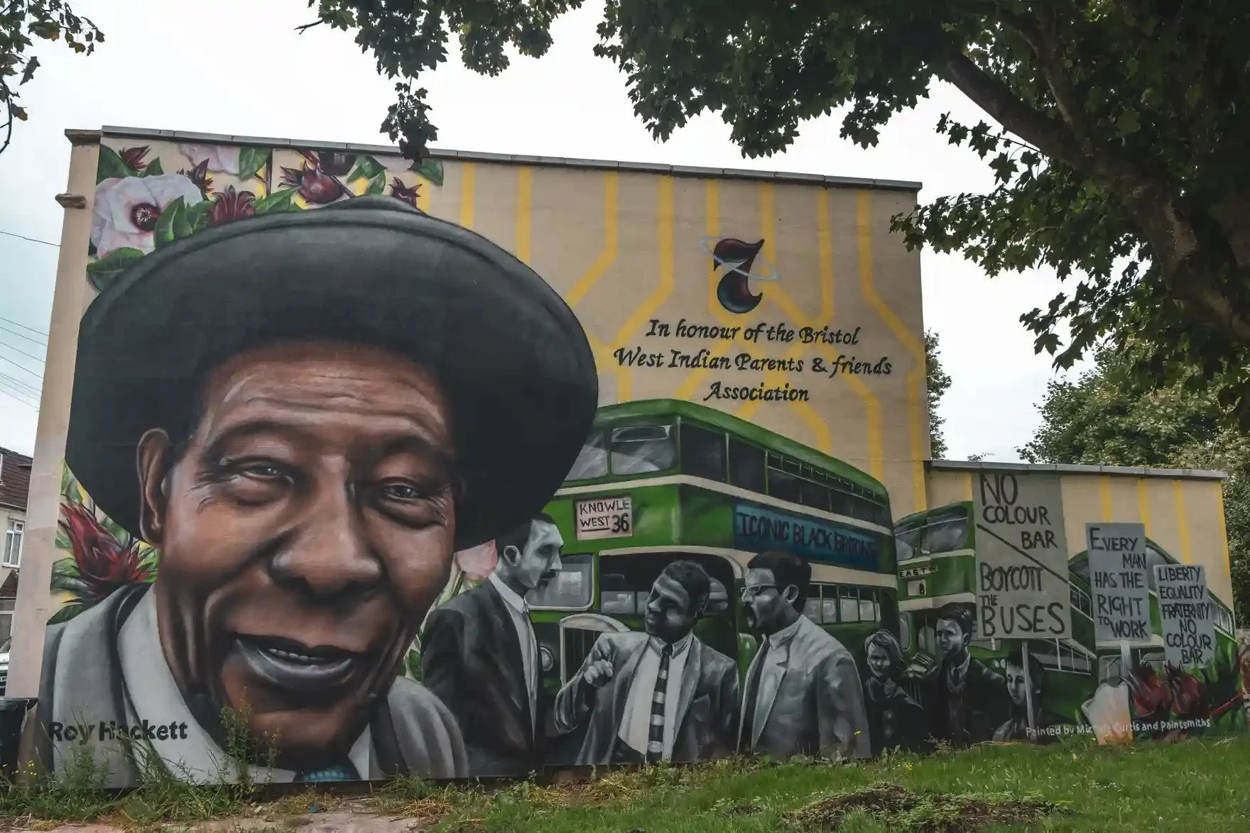  ‘No bus came in and no bus came out’ ... Hackett and his organisation are honoured by a mural in the city. Photograph: Olumedia/The Guardian 