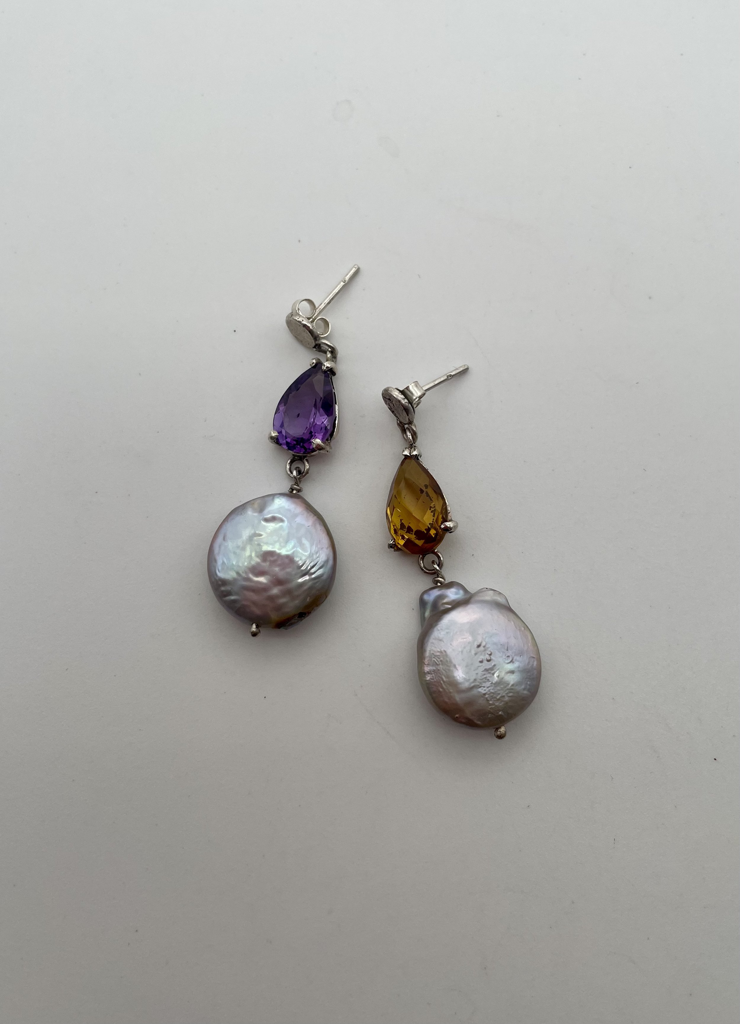 Argento 925 Perla Grigia Acquadolce / Ametista / Quarzo Citrino - €200.00