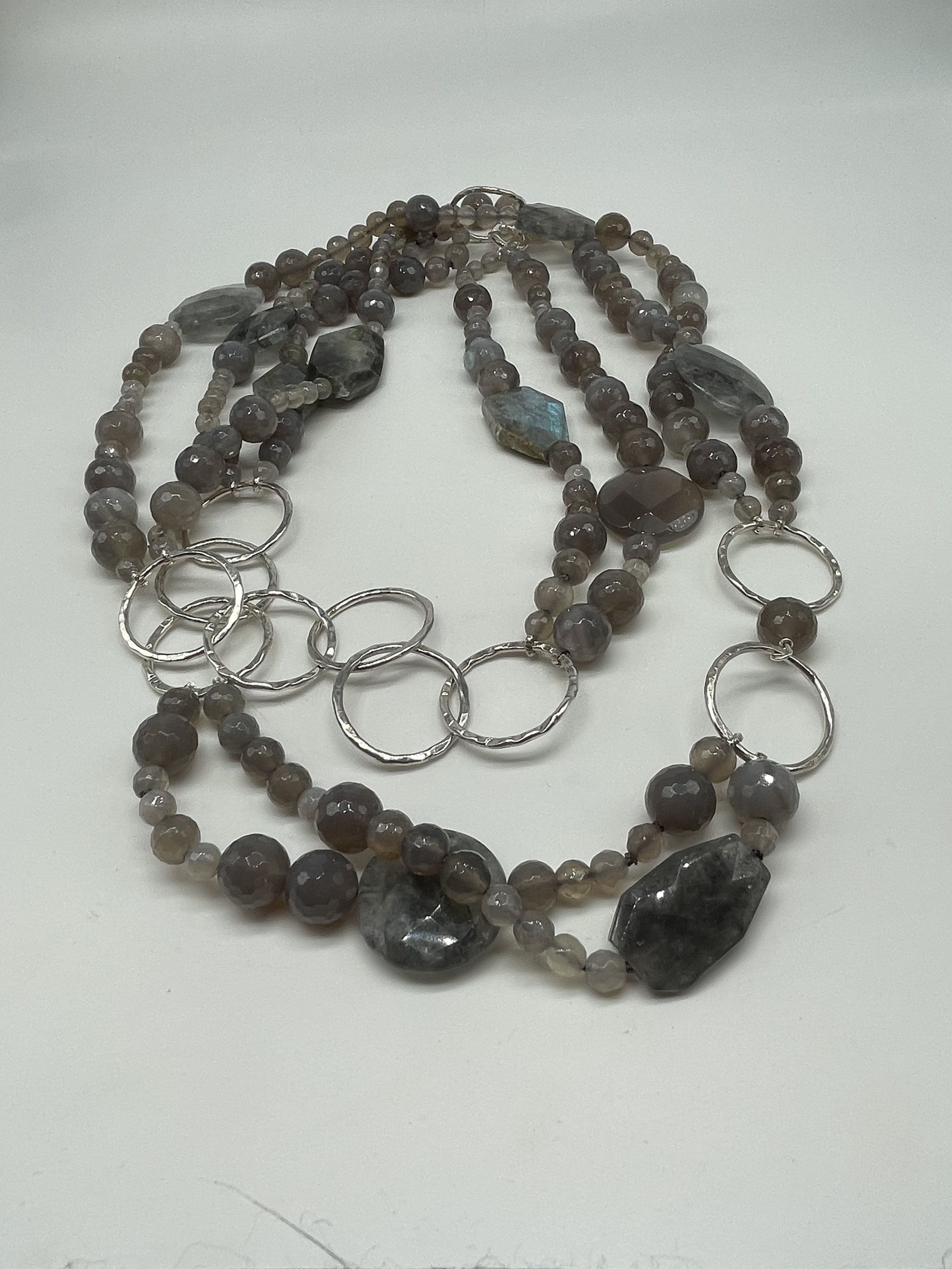 Argento 925 Quarzo nuvola, botswana, labradorite - €470.00