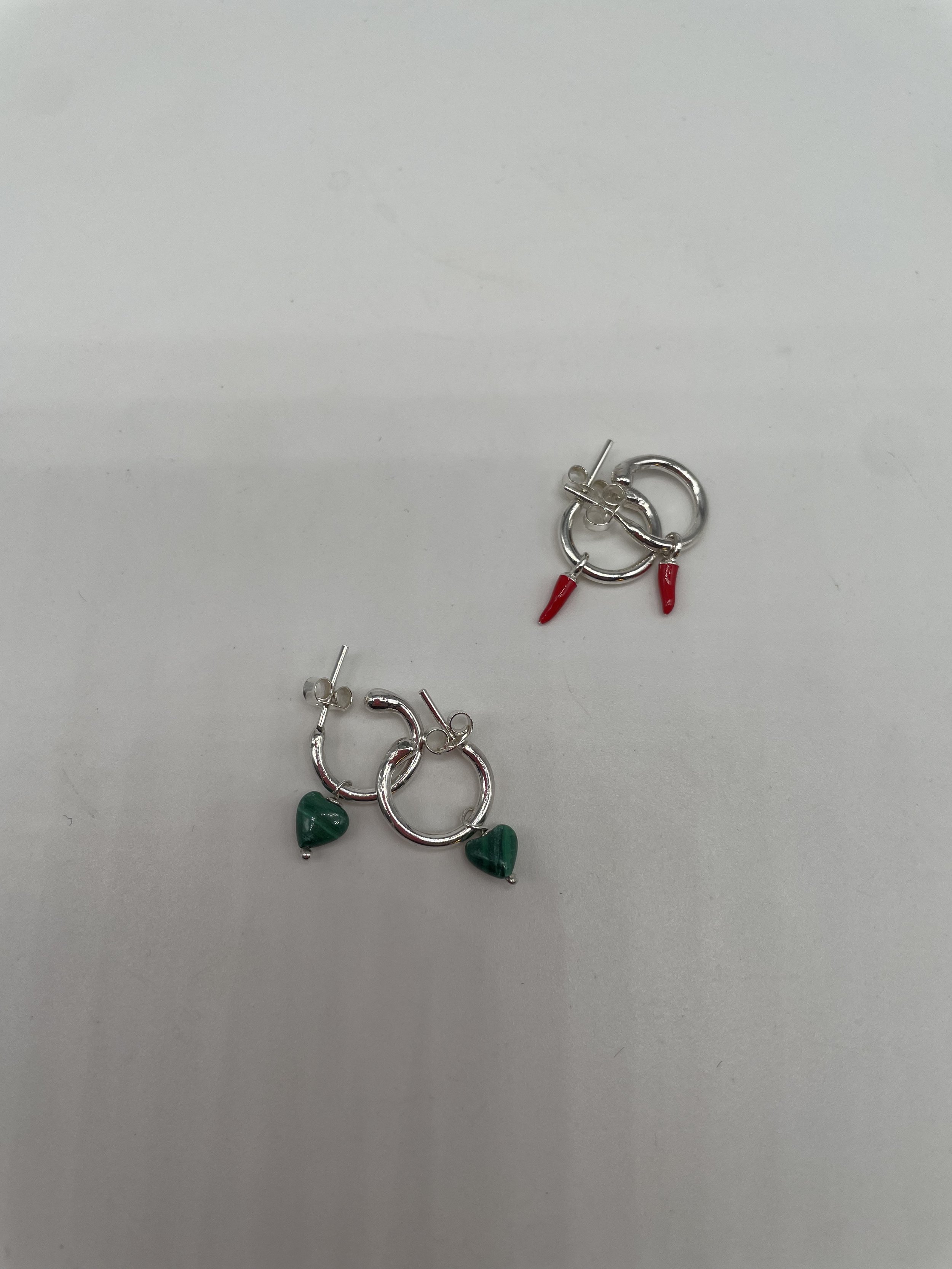 Argento 925 Cornetti / Cuori malachite - €40.00