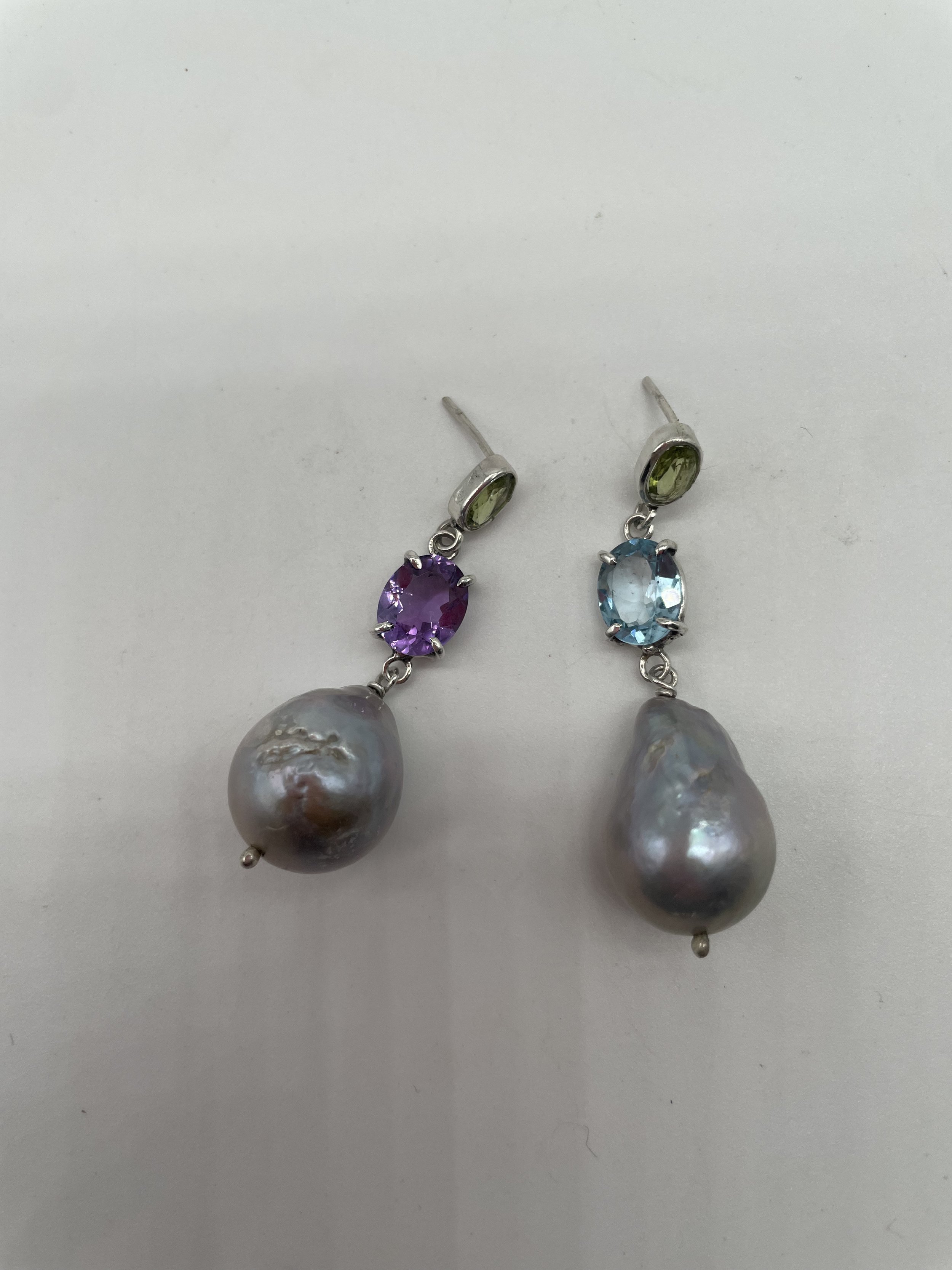 Argento 925 Peridot / Acquamarina / Ametista / Perle Grigie - €250.00