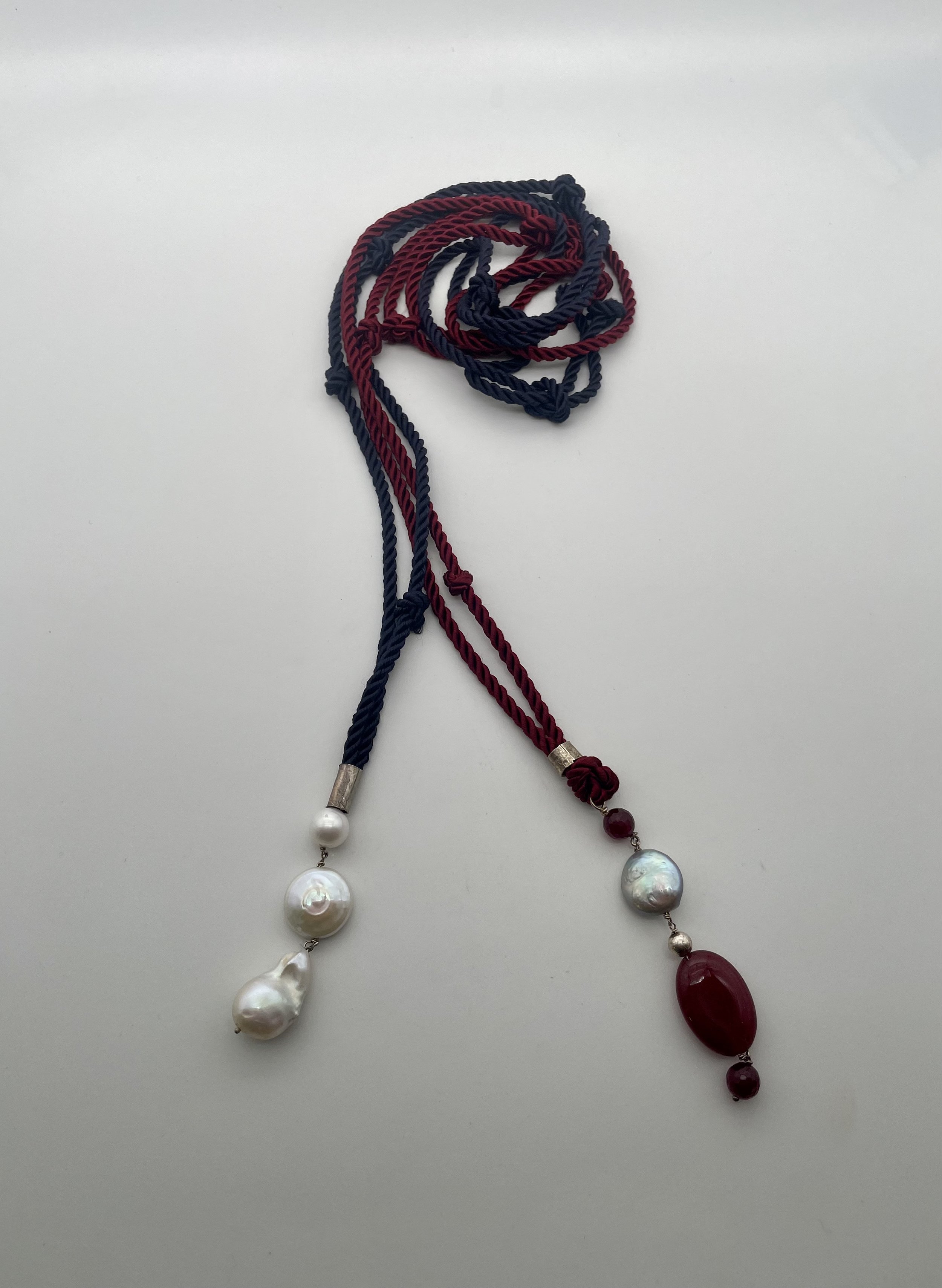 Argento 925 Perla Grigia e Quarzo Ciliegia / Perle Bianche Acquadolce - €50.00