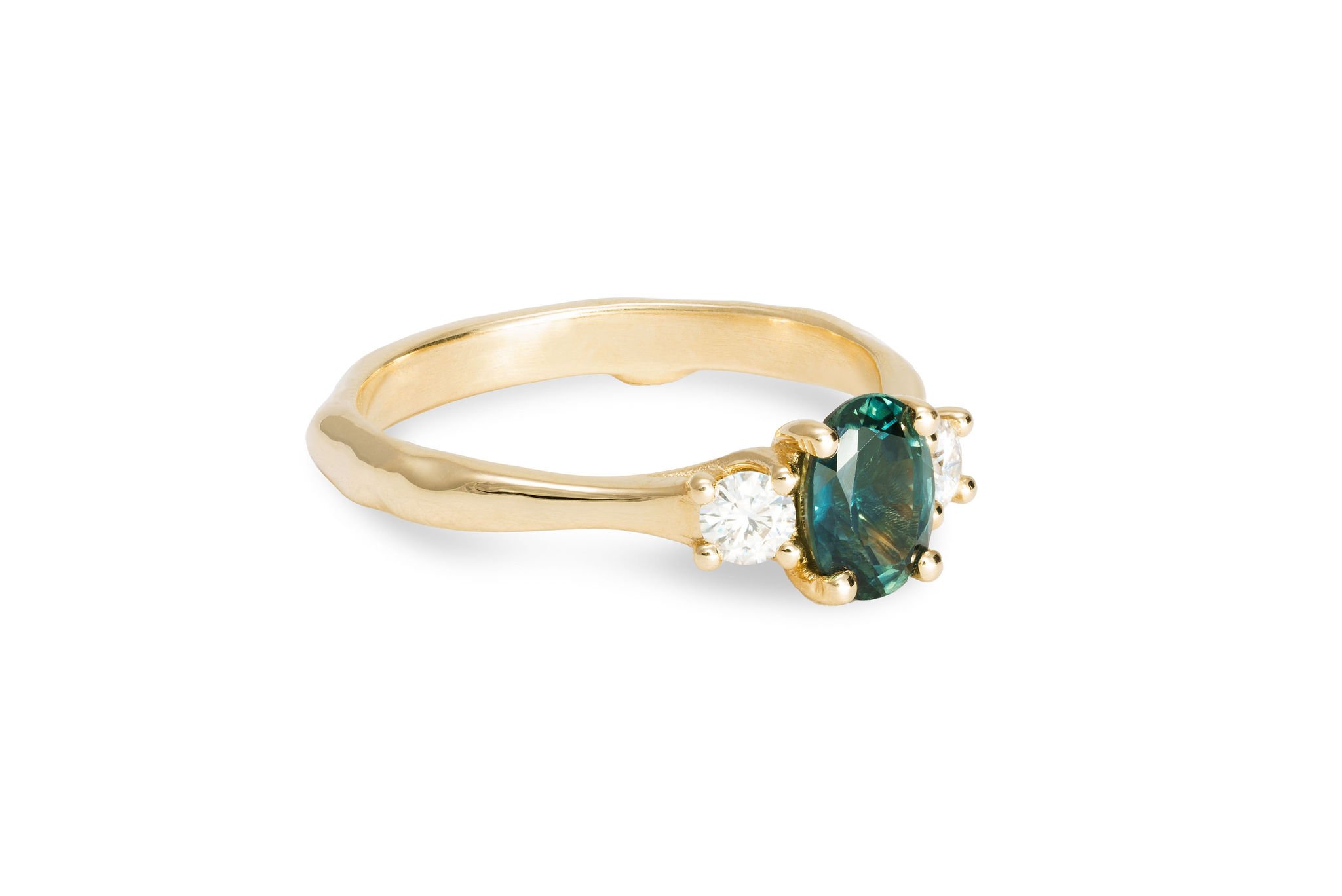Teal Sapphire Trio Engagement Ring - Found Treasure Jewellery Naomi Lewis6.jpg