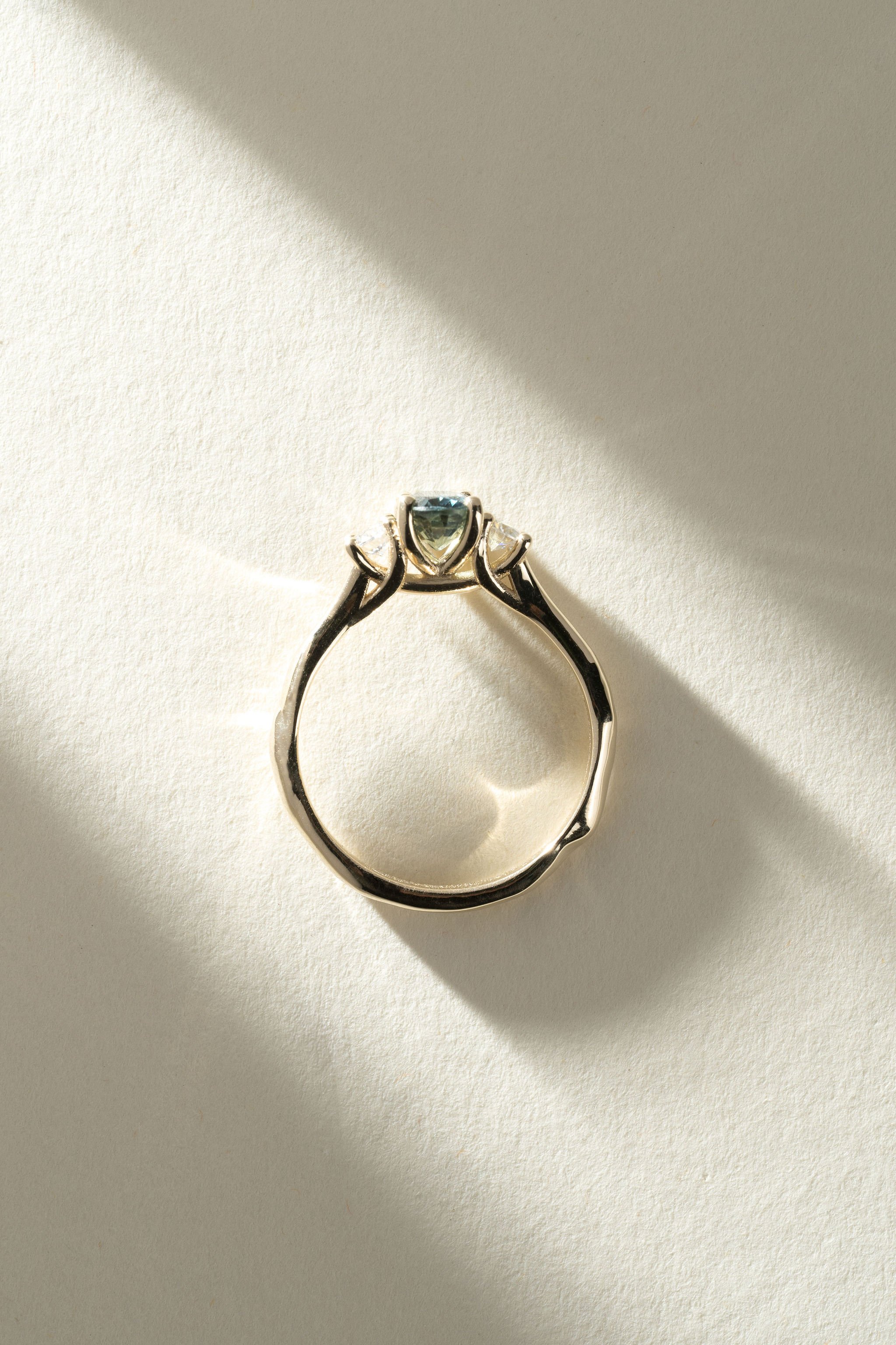 Teal Sapphire Trio Engagement Ring - Found Treasure Jewellery Naomi Lewis4.jpg
